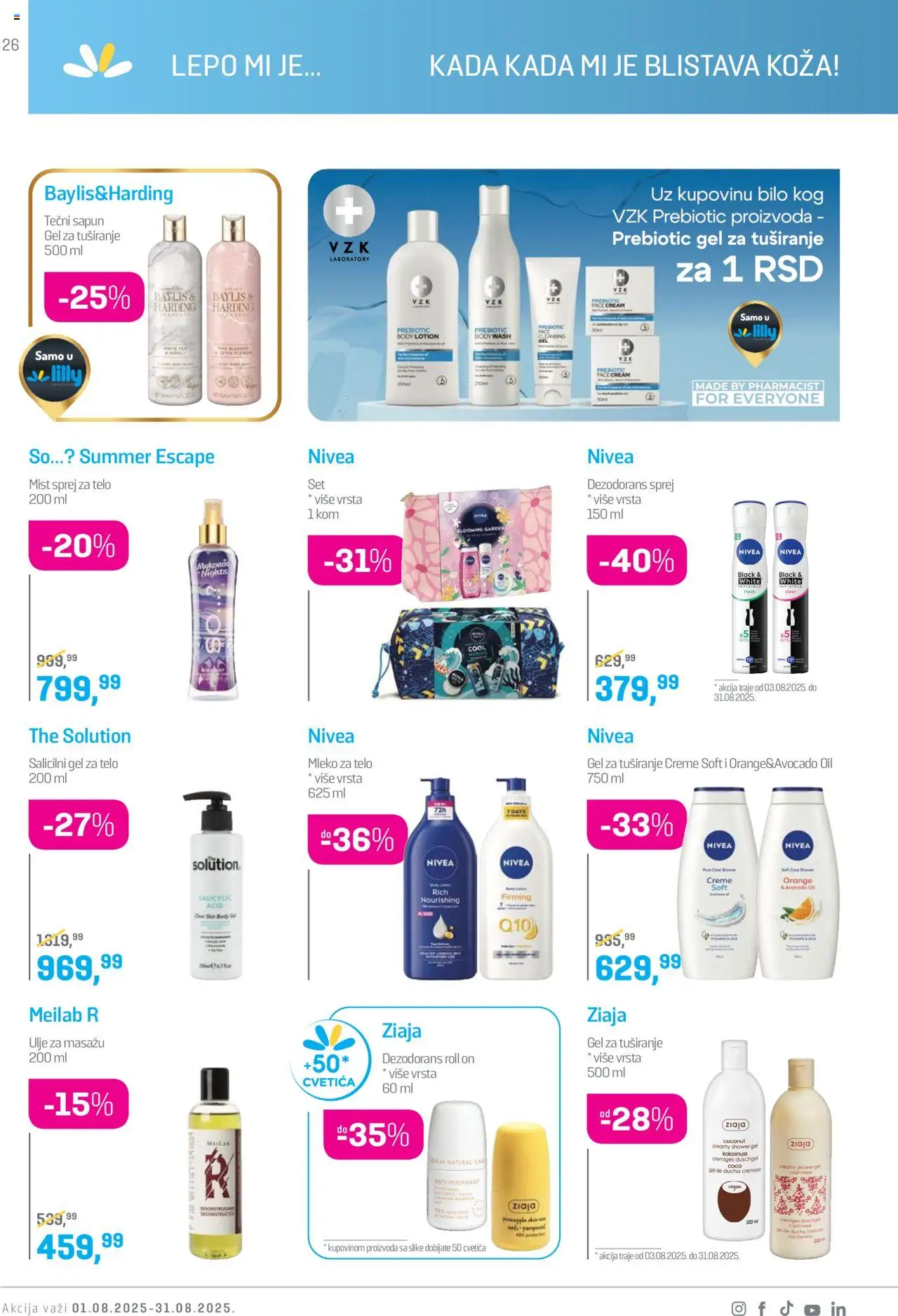 Lilly drogerie katalog - važi od 01.08.2025 | Strana: 26 | Proizvode: So, Nivea, Ulje, Sapun