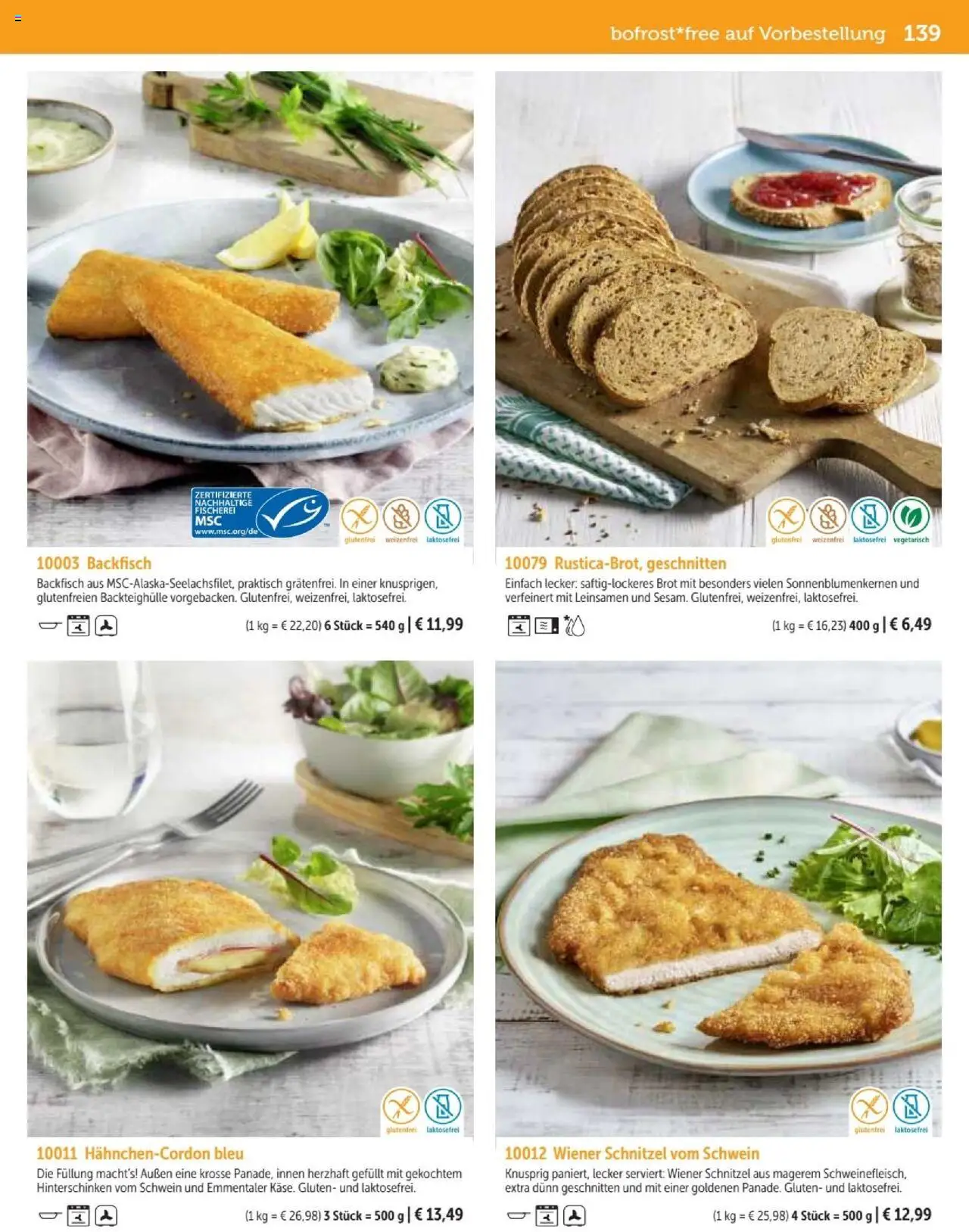 Bofrost Katalog – gültig ab 07.09.2025 | Seite: 139 | Produkte: Schnitzel, Brot