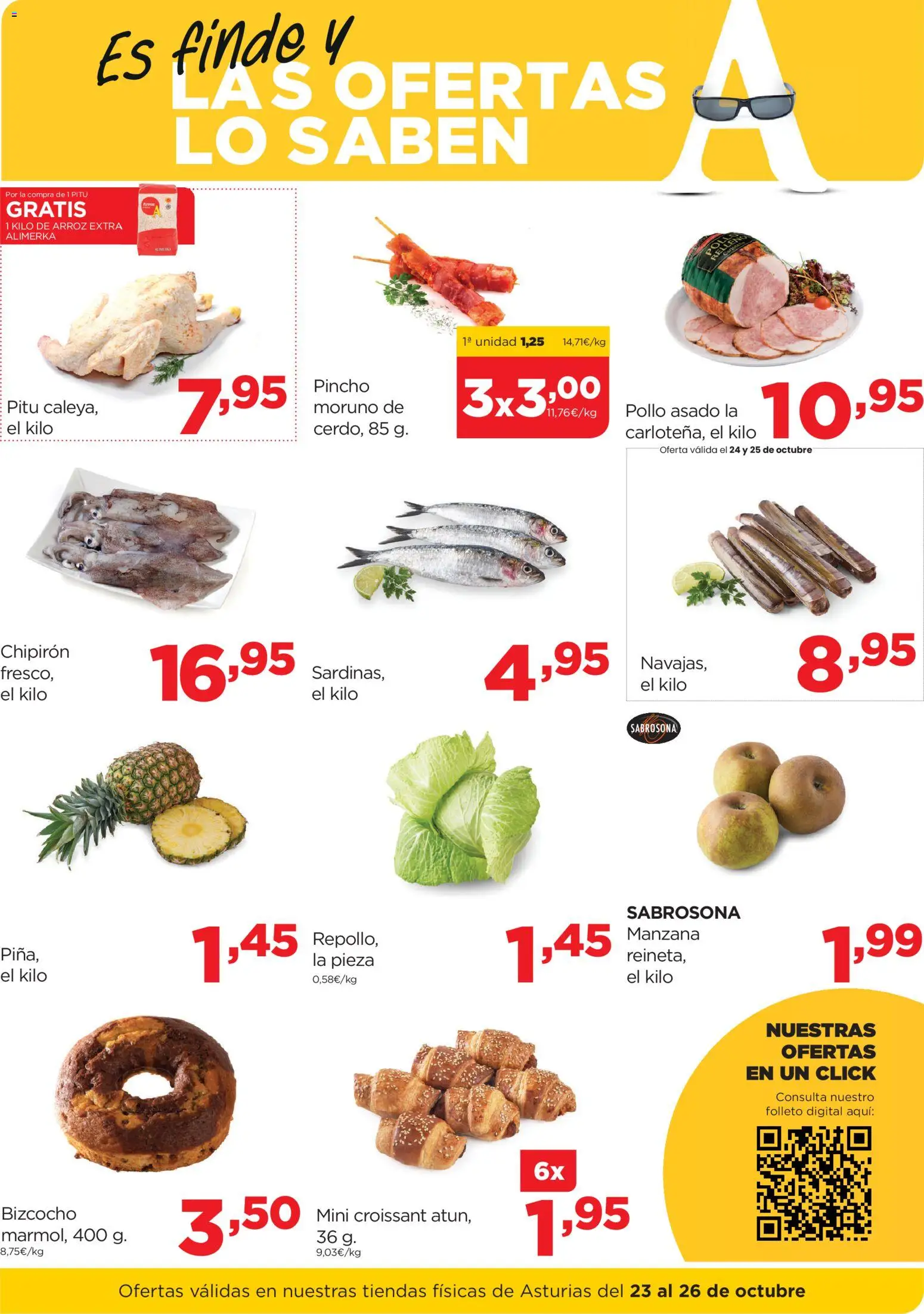 Alimerka - Fin de semana  │ válido desde el 23.10.2025 | Página: 2 | Productos: Arroz, Croissant, Manzana, Bizcocho