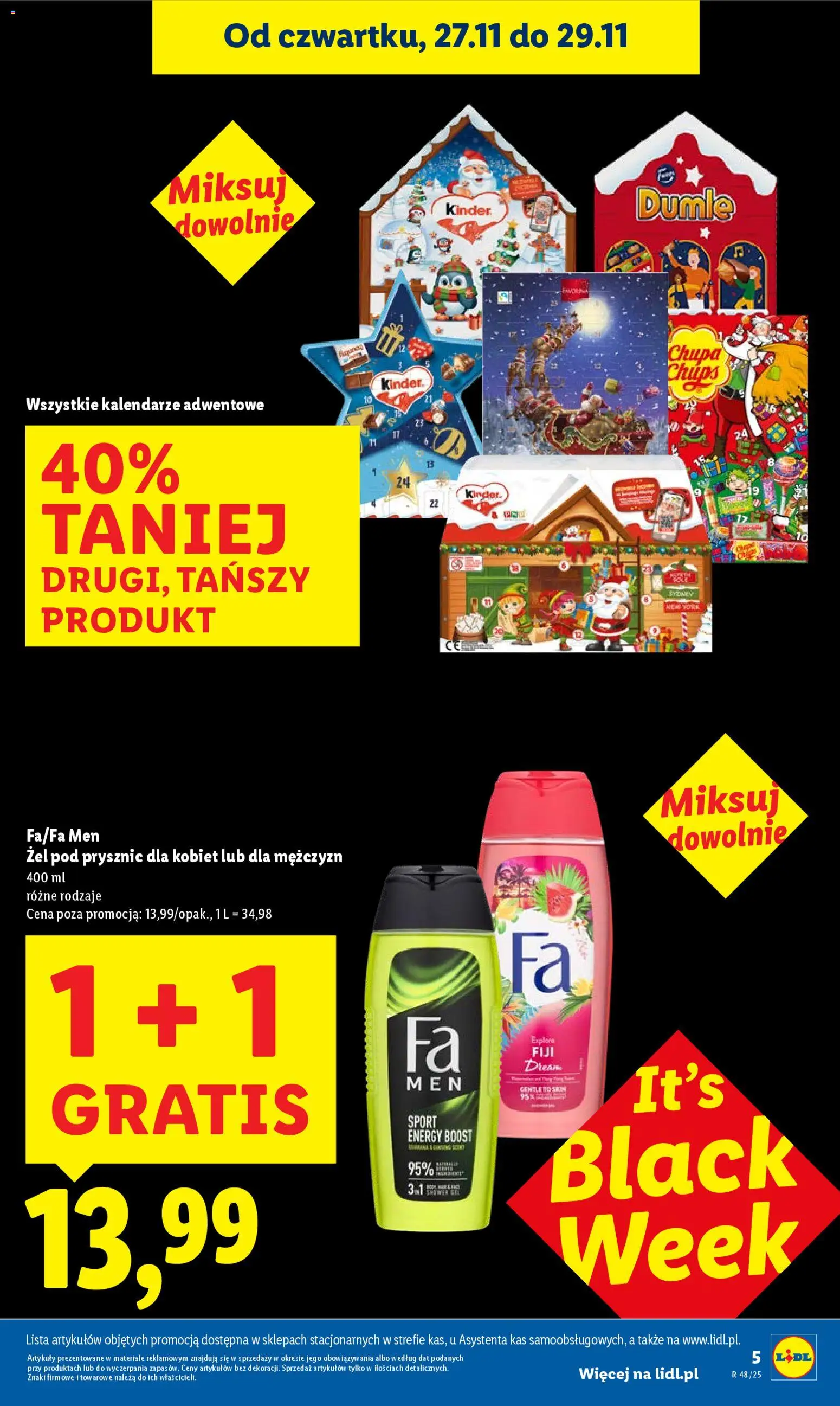 Lidl Black Friday od 27.11.2025 | Strona: 5 | Produkty: Kalendarze adwentowe, Prysznic, Żel pod prysznic