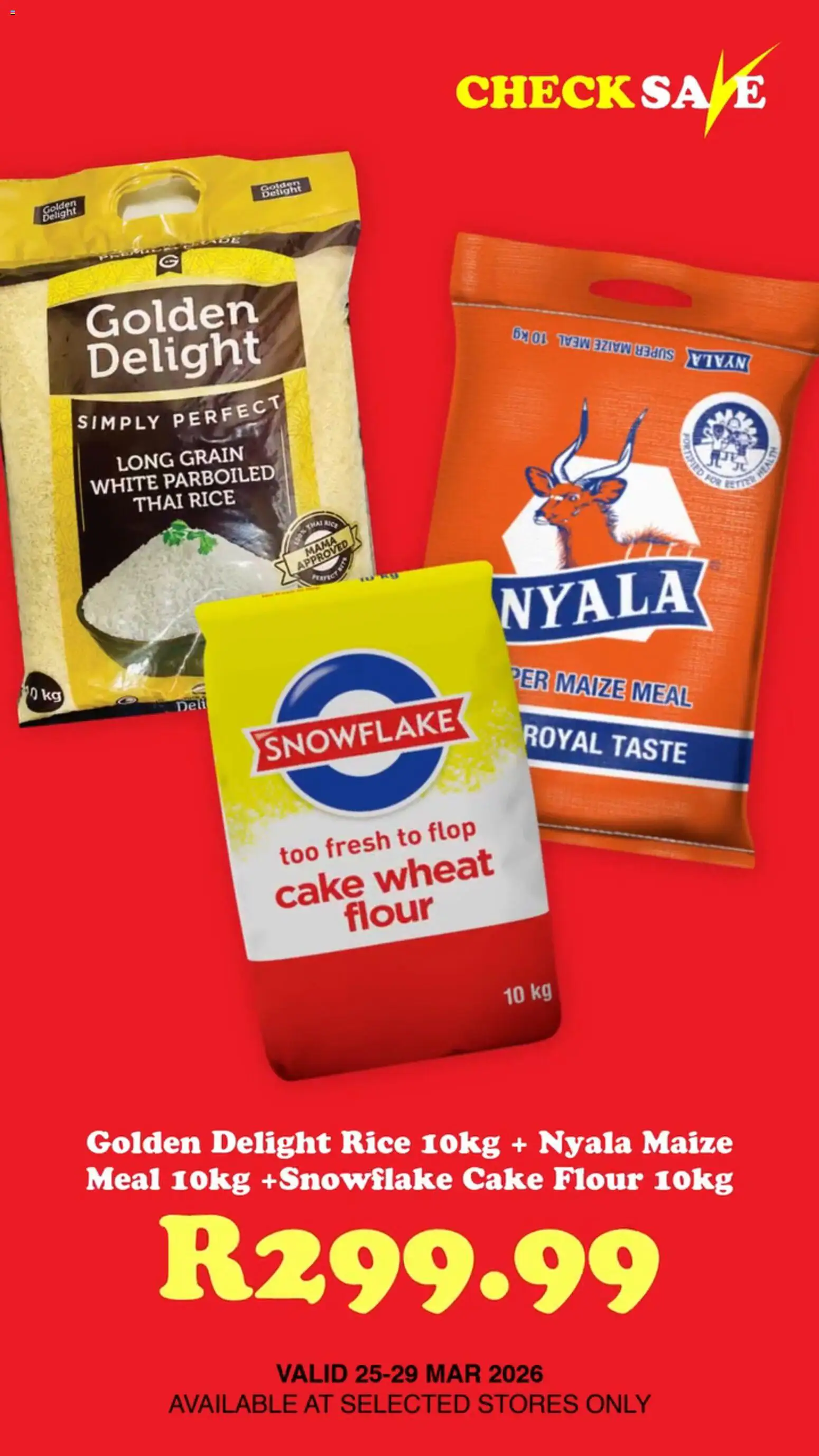 New Check Save catalogue – valid from 25.03.2026 | Page: 14 | Products: Cake, Flour, Maize meal, Rice