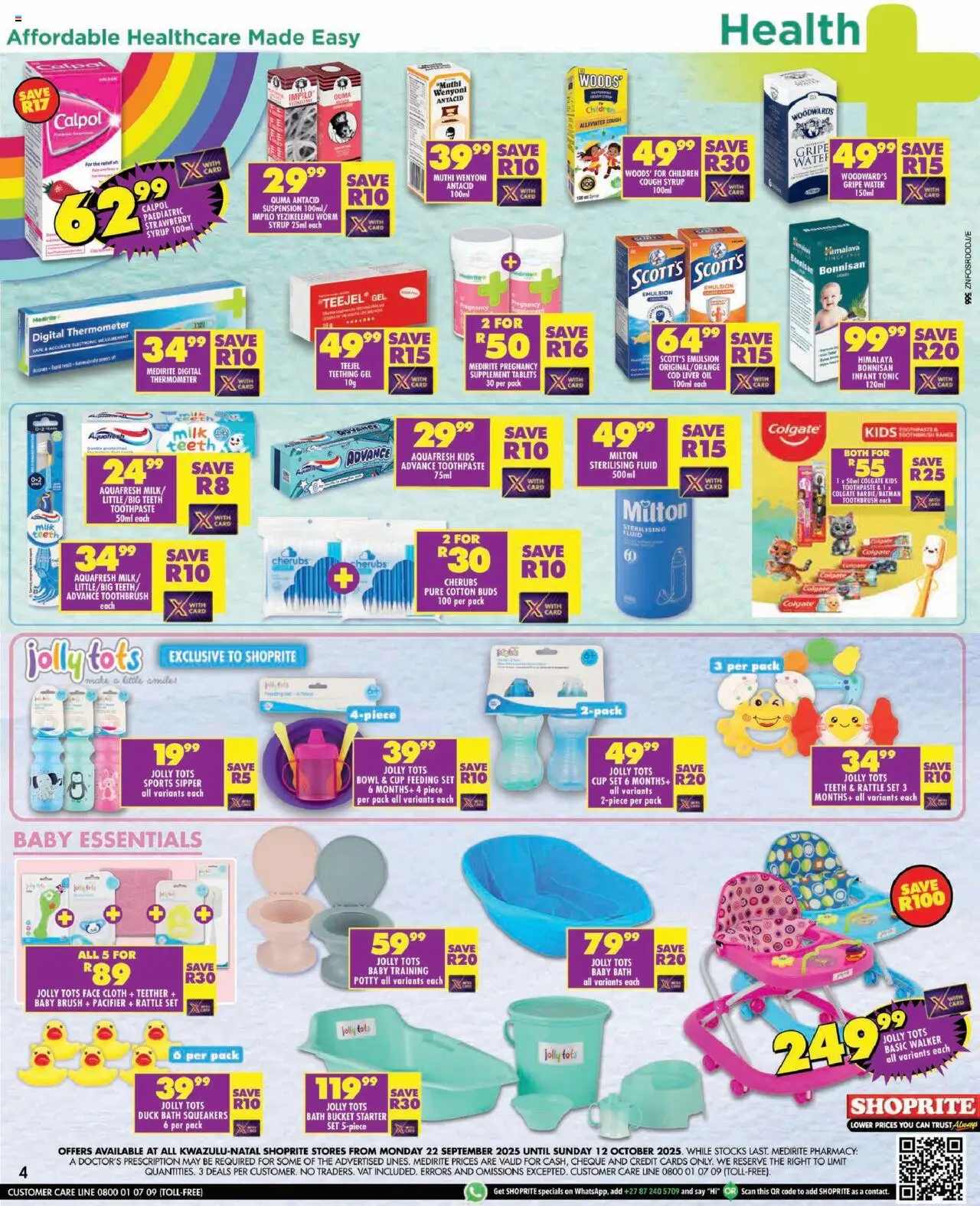 New Shoprite catalogue – valid from 22.09.2025 | Page: 4 | Products: Drone, Tonic, Syrup, Cotton buds
