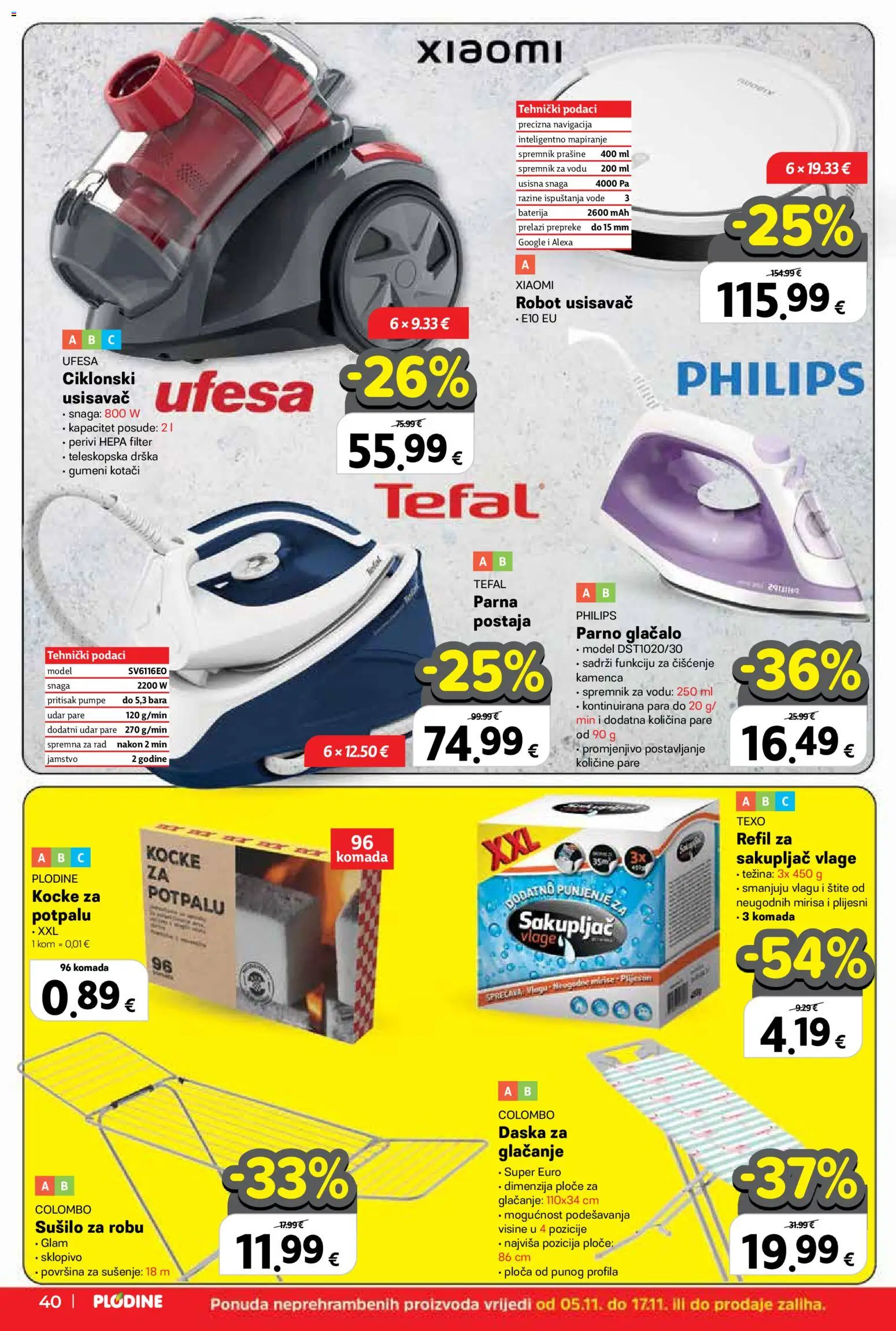 Plodine katalog | vrijedi od 05.11.2025 | Stranica: 40 | Proizvodi: Usisavač, Robot, Navigacija, Baterija