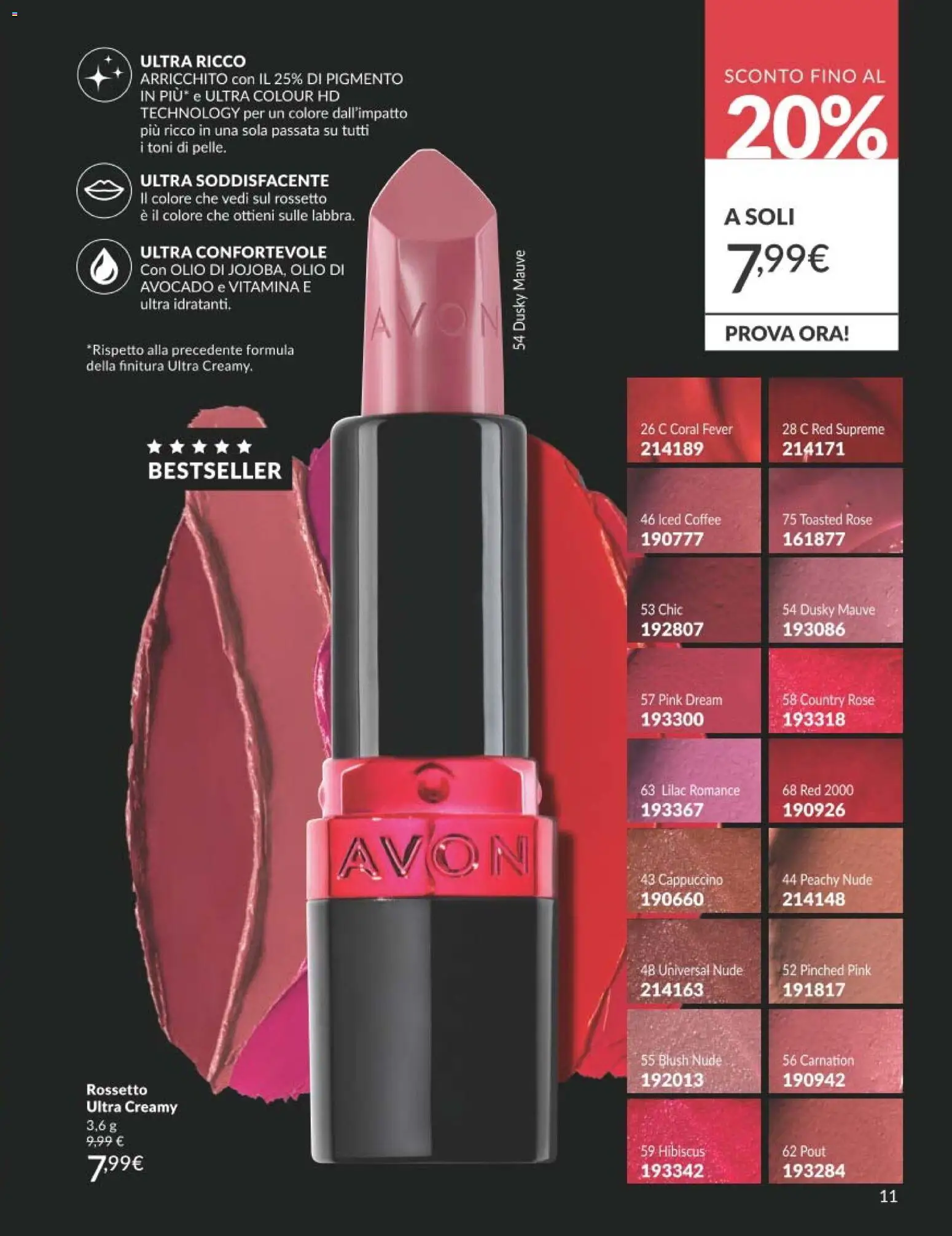 Volantino Avon del 01.04.2026 | Pagina: 11 | Prodotti: Rossetto, Avocado, Olio, Blush