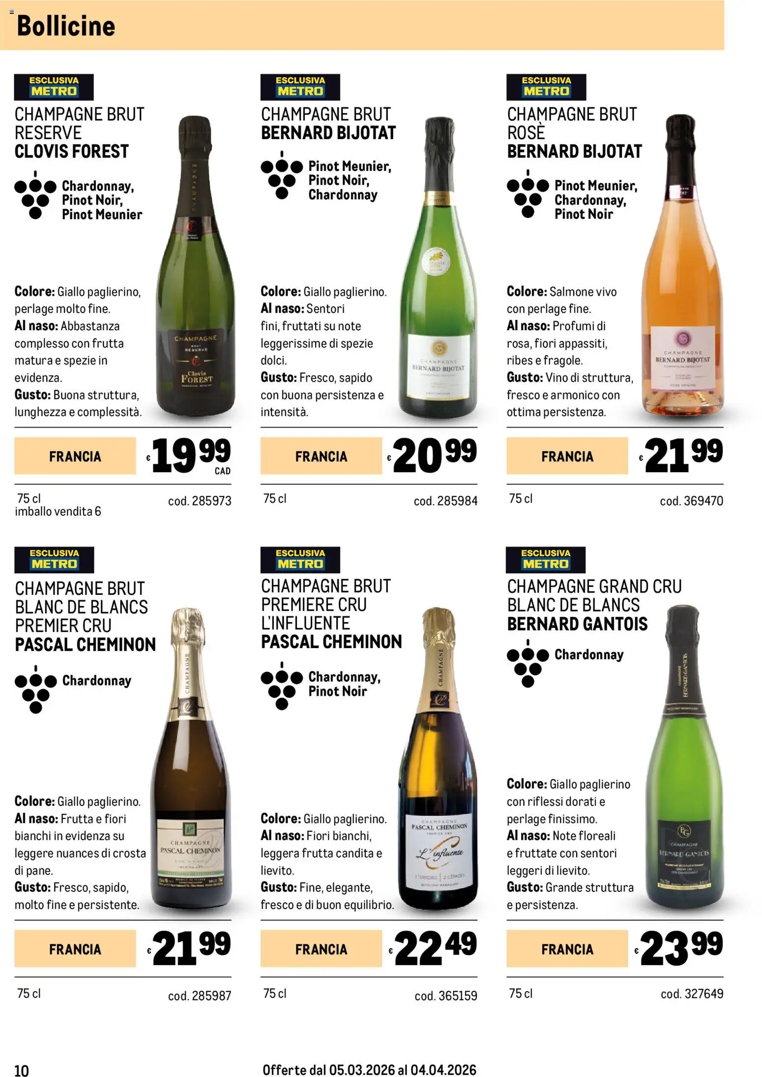 Volantino Metro del 05.03.2026 | Pagina: 10 | Prodotti: Salmone, Spezie, Frutta, Champagne