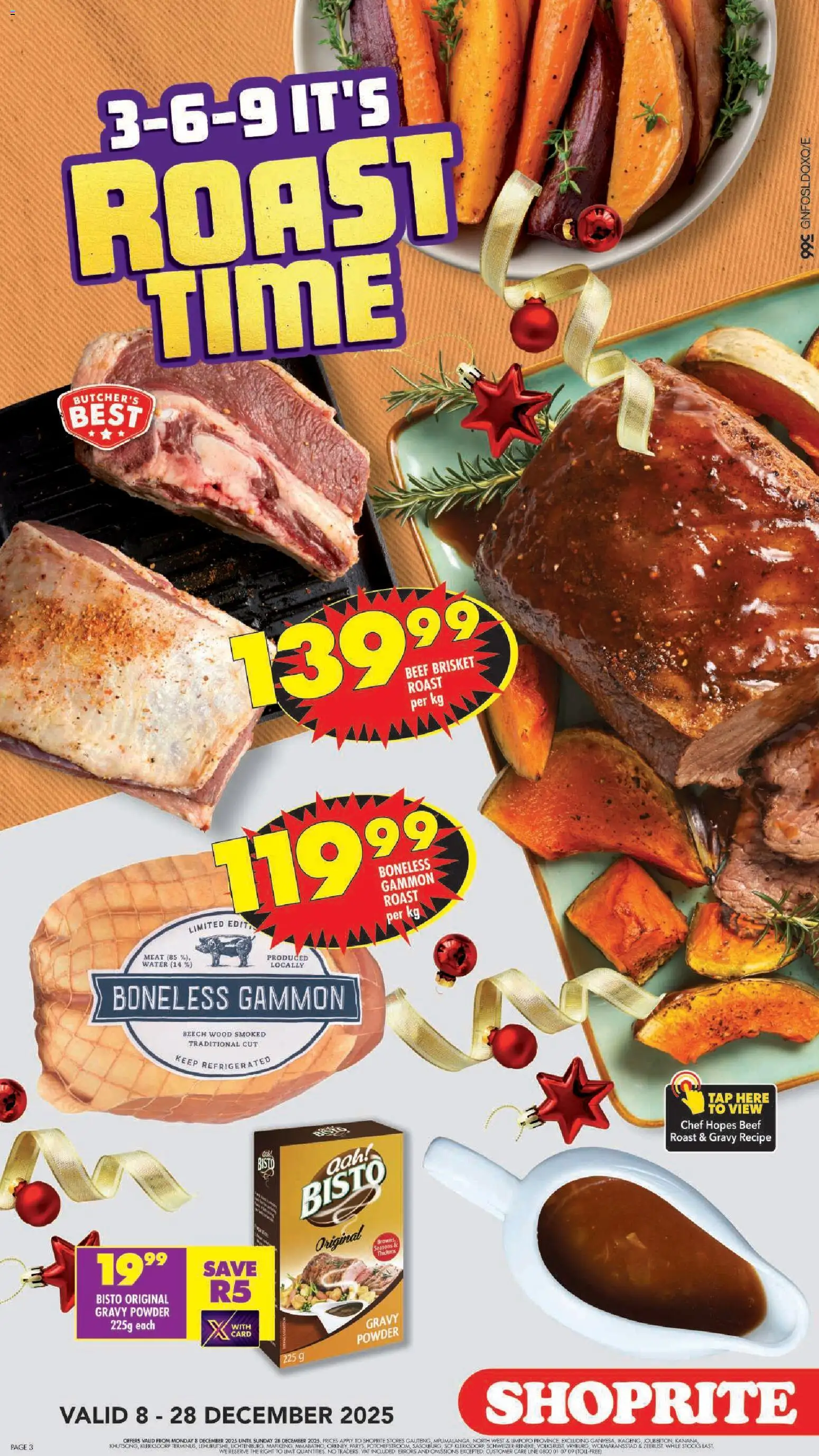New Shoprite catalogue – valid from 08.12.2025 | Page: 3 | Products: Powder, Beef, Tap, Gravy