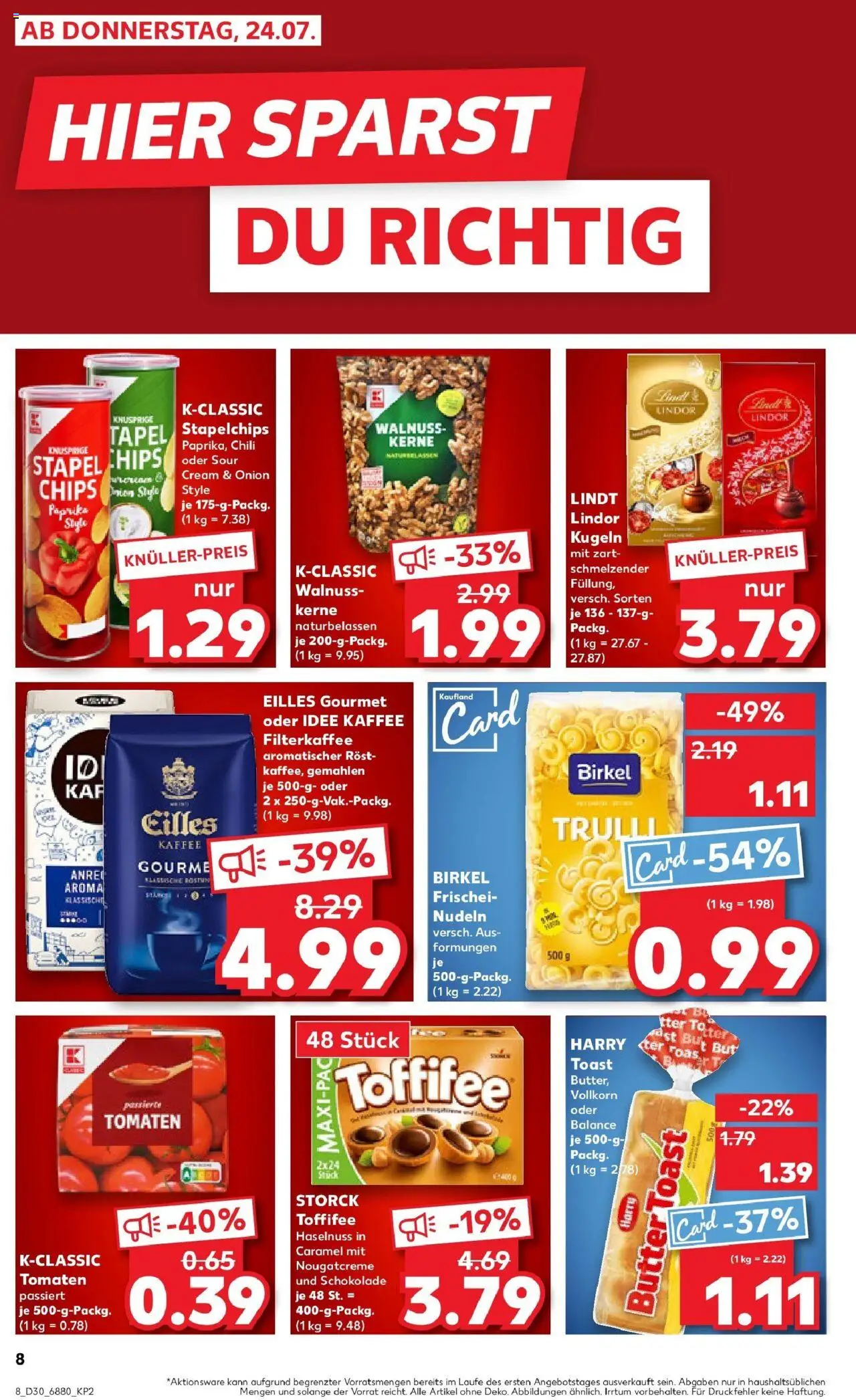 Kaufland prospekt St. Ingbert	 - gültig ab dem 24.07.2025 | Seite: 8 | Produkte: Kaffee, Tomaten, Chili, Pasta