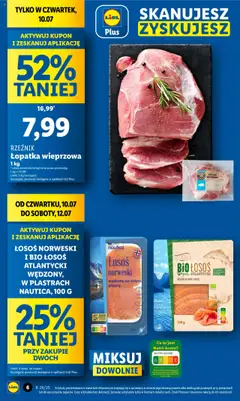 Lidl Gazetka od 10.07.2025 | Strona: 6 | Produkty: Łosoś atlantycki, Łosoś, Łosoś norweski, Łopatka wieprzowa