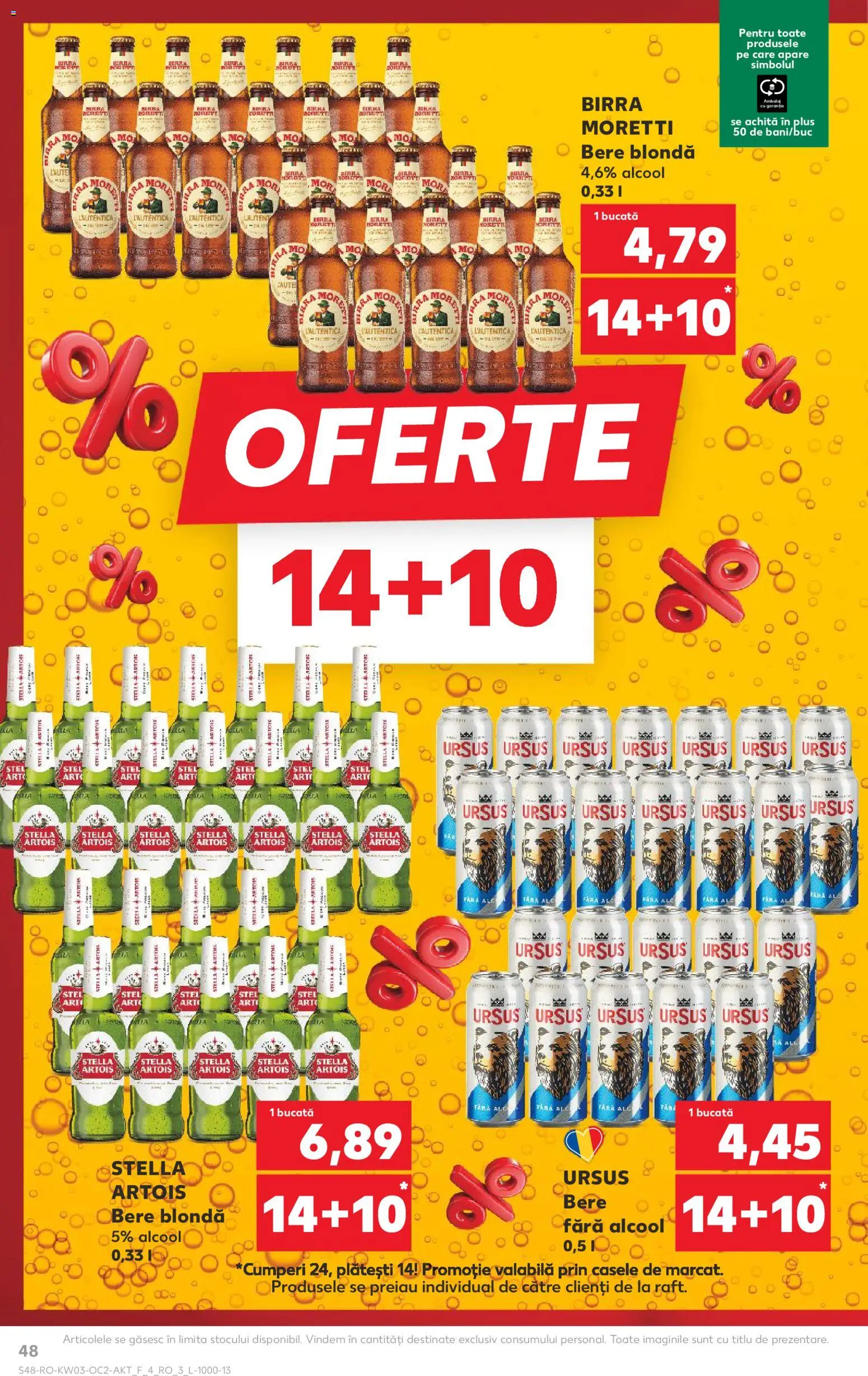 Kaufland RO akciós ujság - amely érvényes a következő dátumtól: 14.01.2026 | Oldal: 48 | Termékek: Stella artois