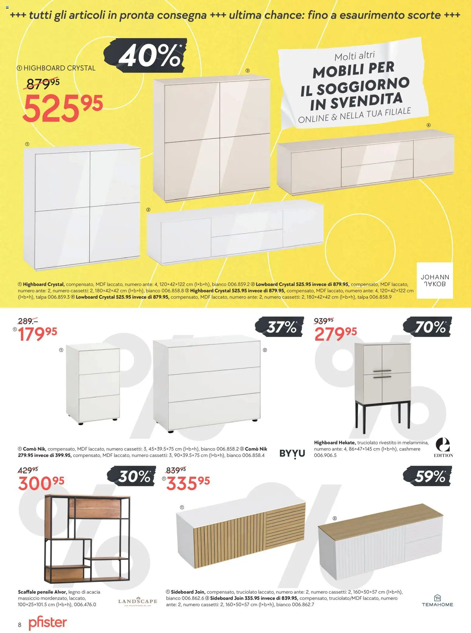 Pfister Aktionen IT – gültig ab 27.01.2026 | Seite: 8 | Produkte: Highboard, Sideboard, Lowboard