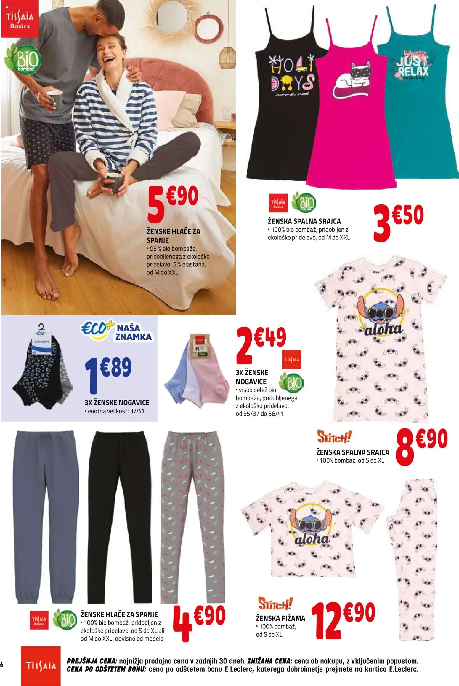 Novi E.leclerc katalog ponudbe – veljaven od 25.02.2026 | Stran: 6 | Izdelki: Srajca, Pižama, Hlace, Nogavice