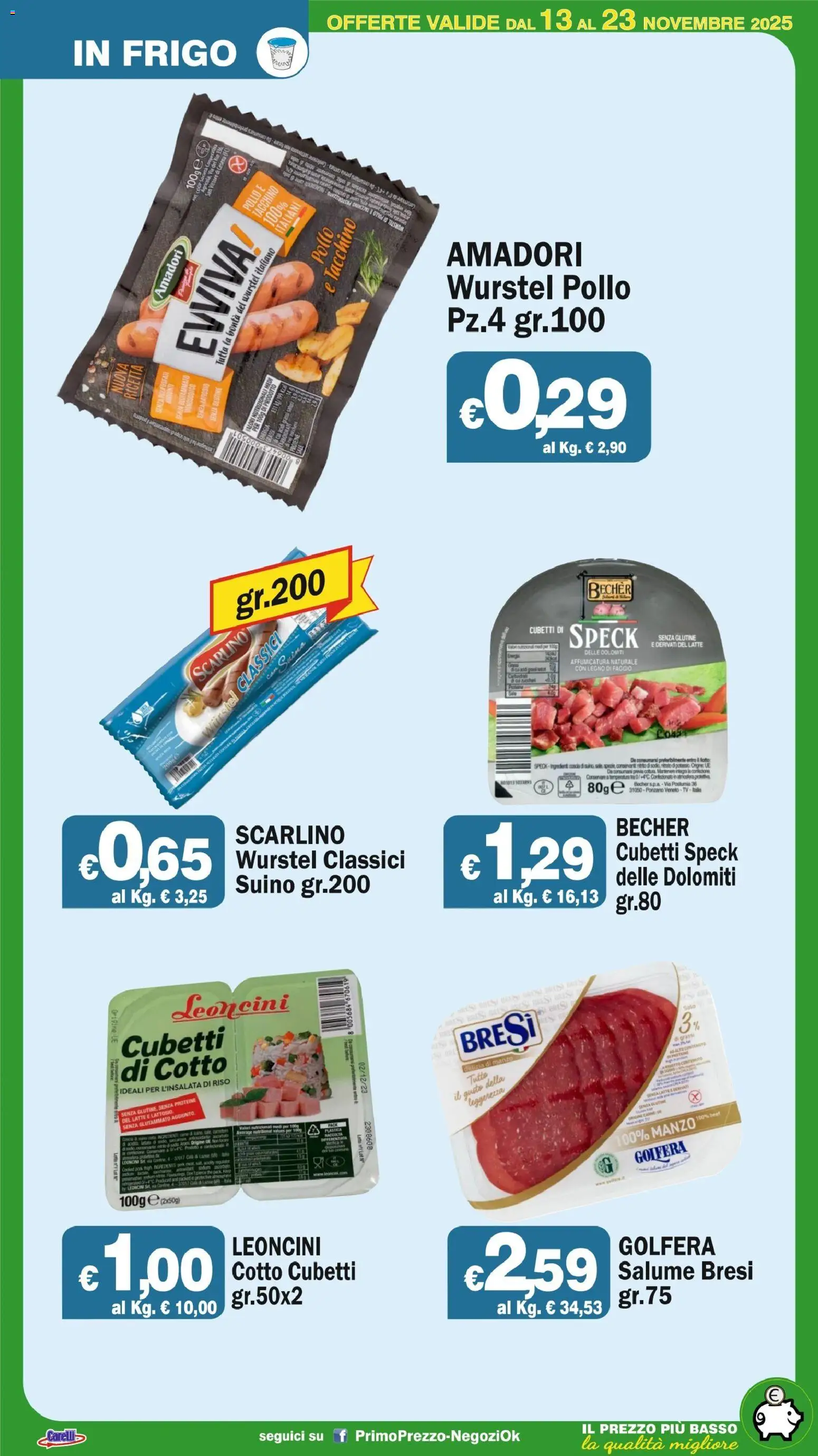 Volantino Primo Prezzo del 13.11.2025 | Pagina: 43 | Prodotti: Sale, Latte, Wurstel, TV