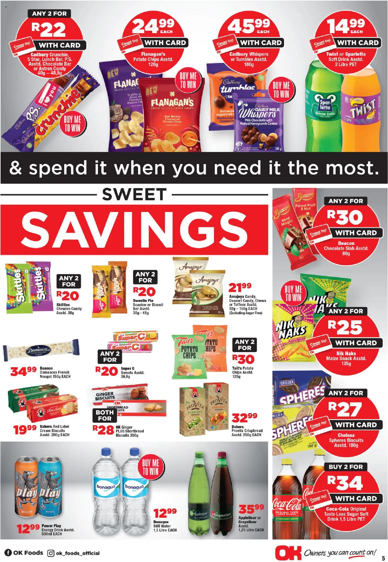 New OK Foods catalogue – valid from 12.11.2025 | Page: 5 | Products: Sweets, Cream, Water, Sugar