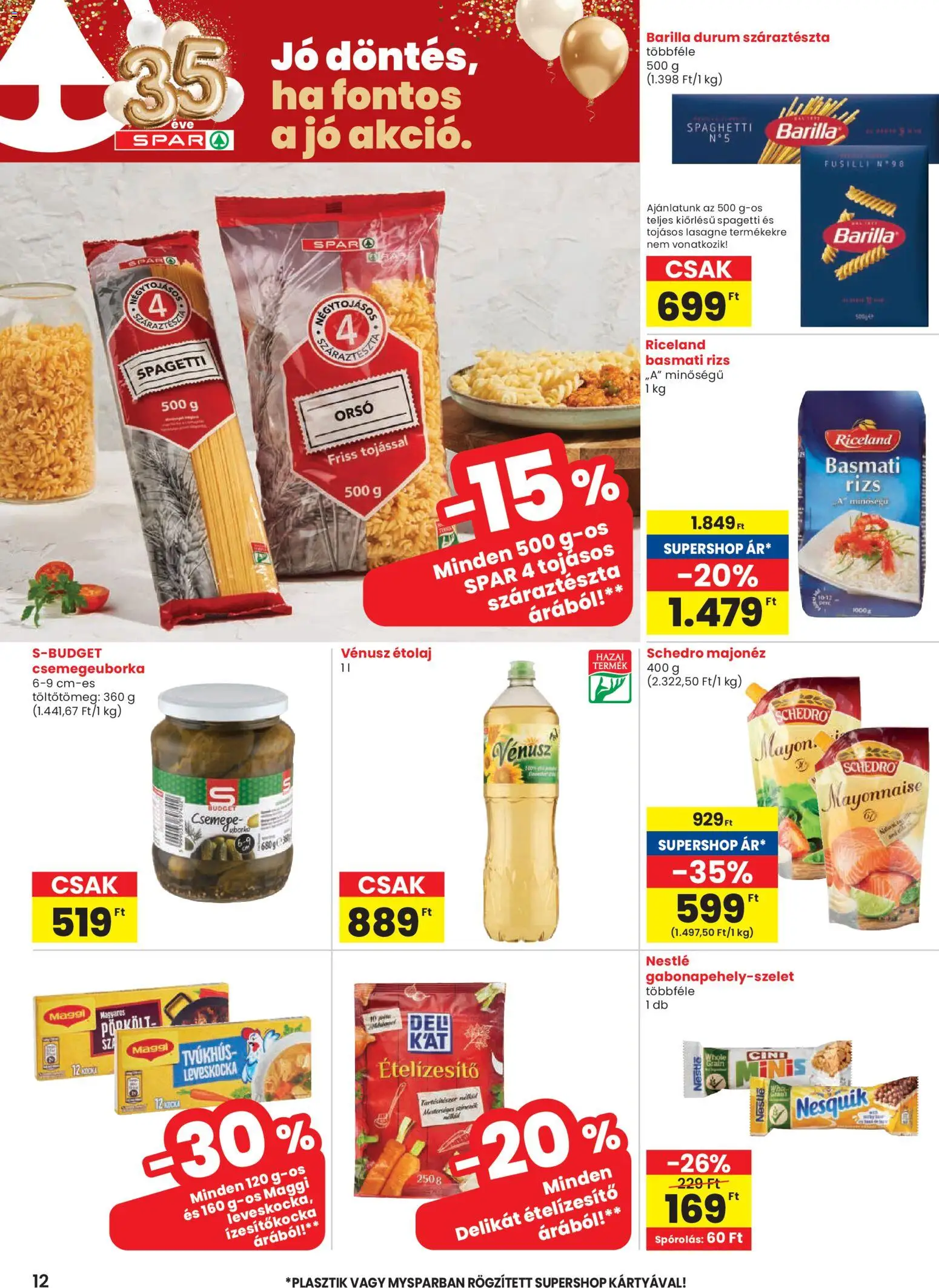 Spar akciós ujság - amely érvényes a következő dátumtól: 26.03.2026 | Oldal: 12 | Termékek: Nesquik, Rizs, Száraztészta, Majonéz