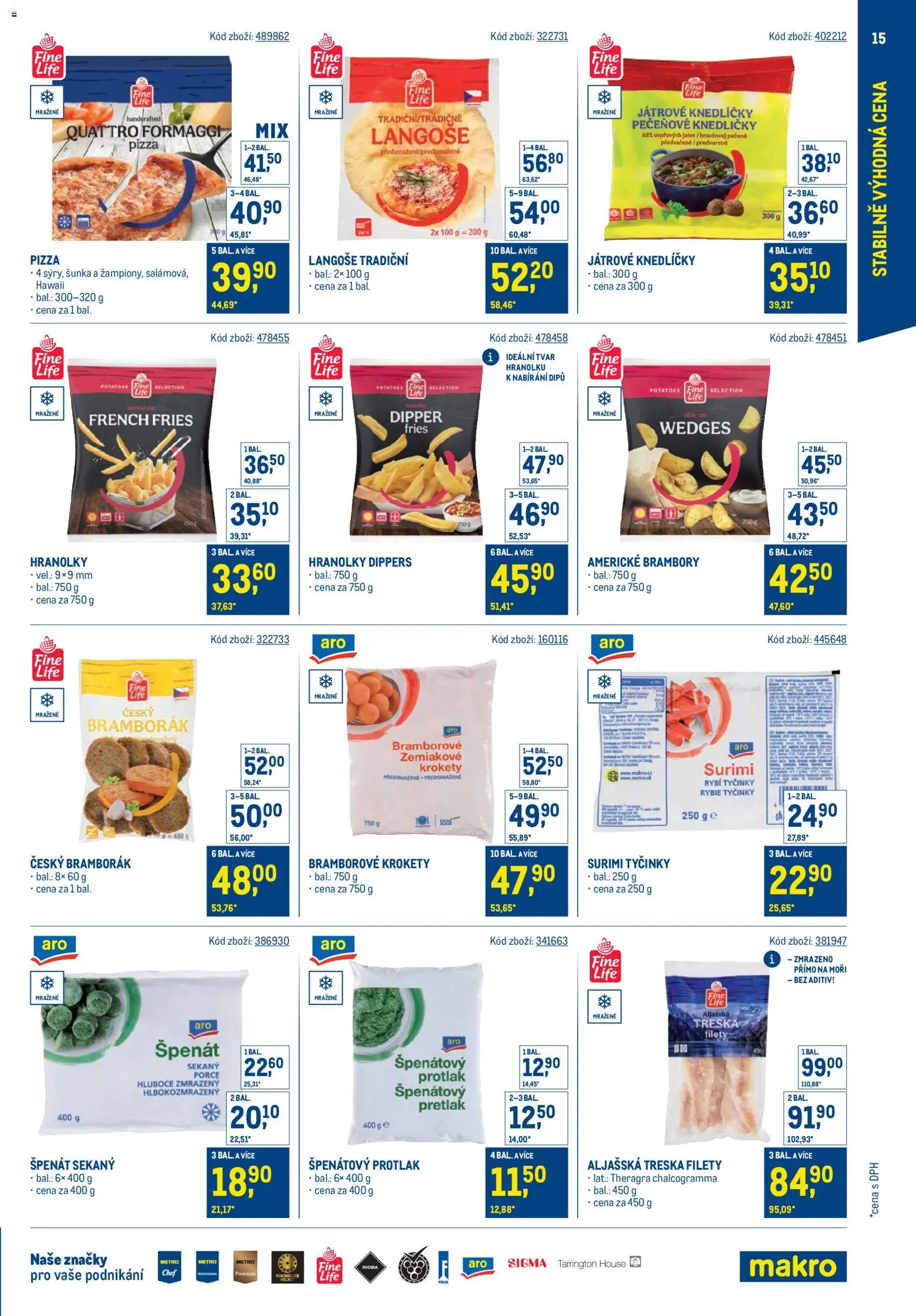 Makro leták - Stabilně výhodná cena - maloobchod od 24.09.2025 | Strana: 15 | Produkty: Šunka, Treska, Tyčinky, Špenát