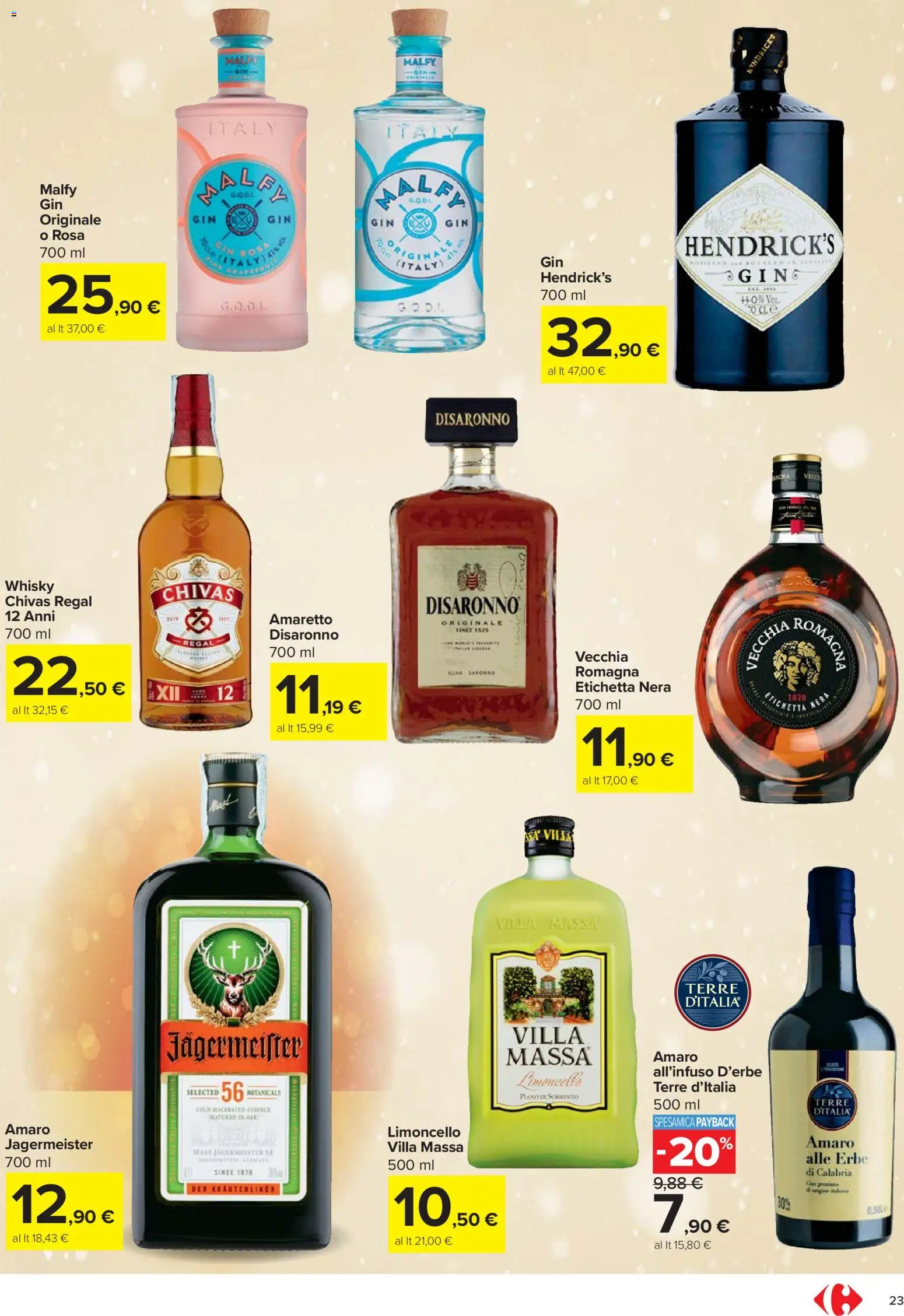 Volantino Carrefour del 27.11.2025 | Pagina: 23 | Prodotti: Whisky, Limoncello, Amaro