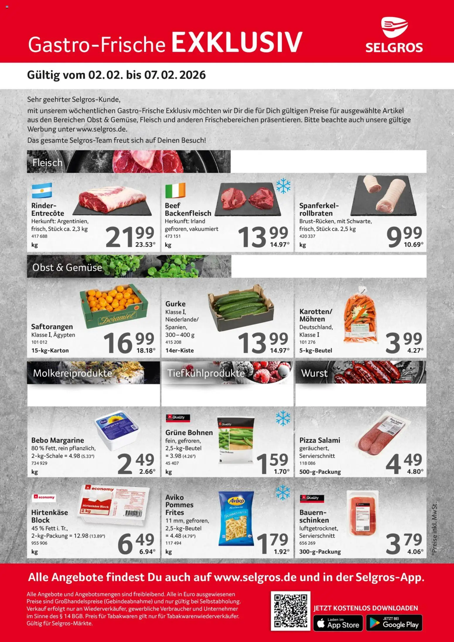 Selgros Gastro Angebote – gültig ab 02.02.2026 | Seite: 1 | Produkte: Pommes, Pommes frites, Salami, Fleisch