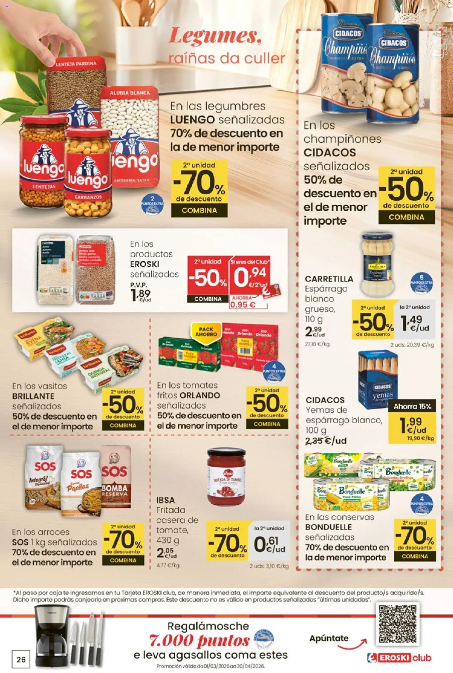 Eroski ¿Quieres ahorrar conmigo? │ válido desde el 26.03.2026 | Página: 26 | Productos: Tomates, Té, Caja