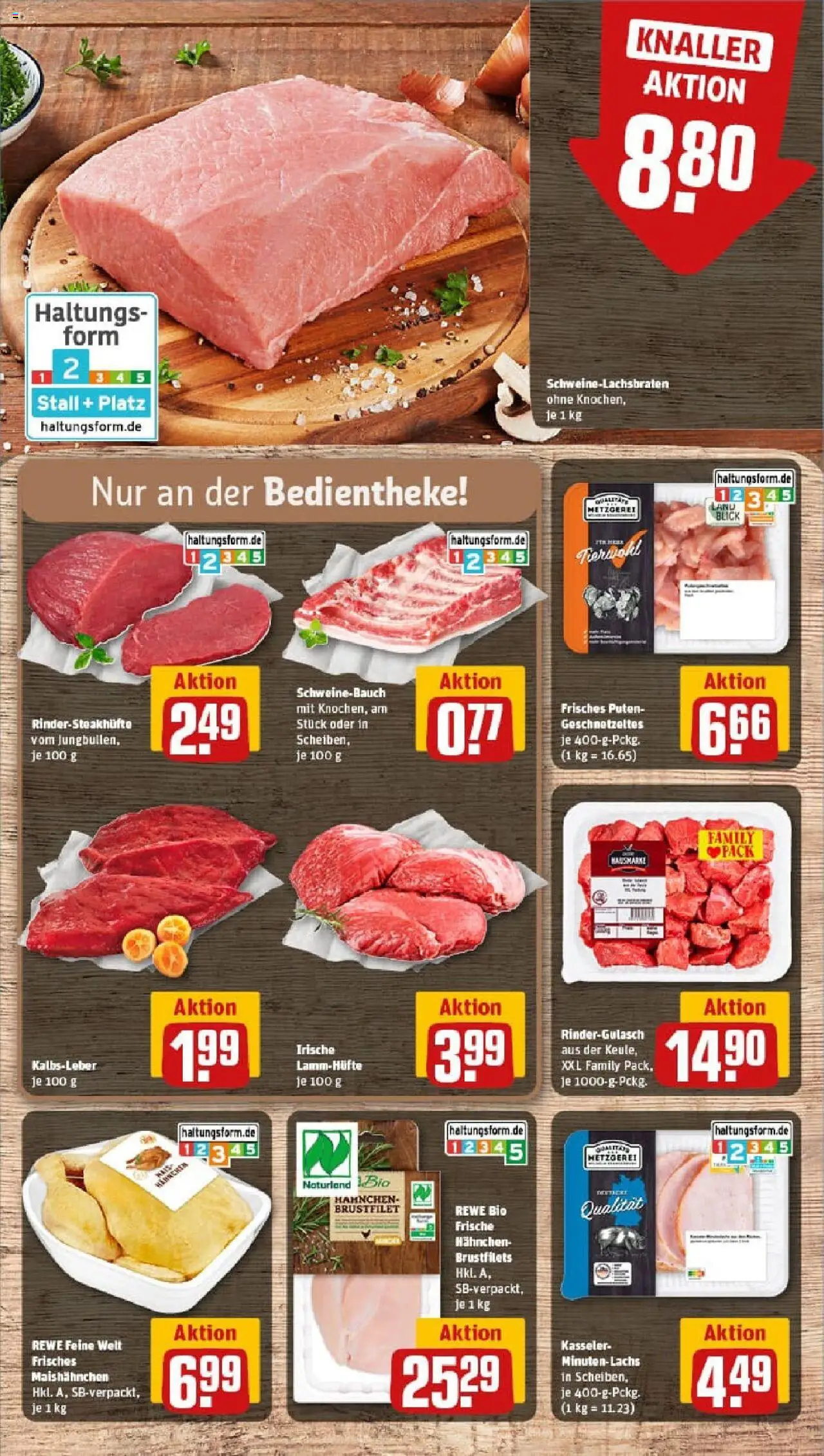Rewe prospekt Wetzlar / Niedergirmes	 – gültig ab 13.10.2025 | Seite: 8 | Produkte: Rindergulasch, Hahnchen, Schweinebauch, Kalbsleber