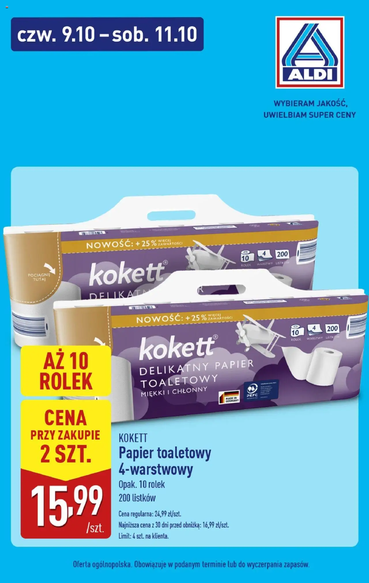Aldi Gazetka - Promocje weekend od 09.10.2025 | Strona: 3 | Produkty: Papier toaletowy