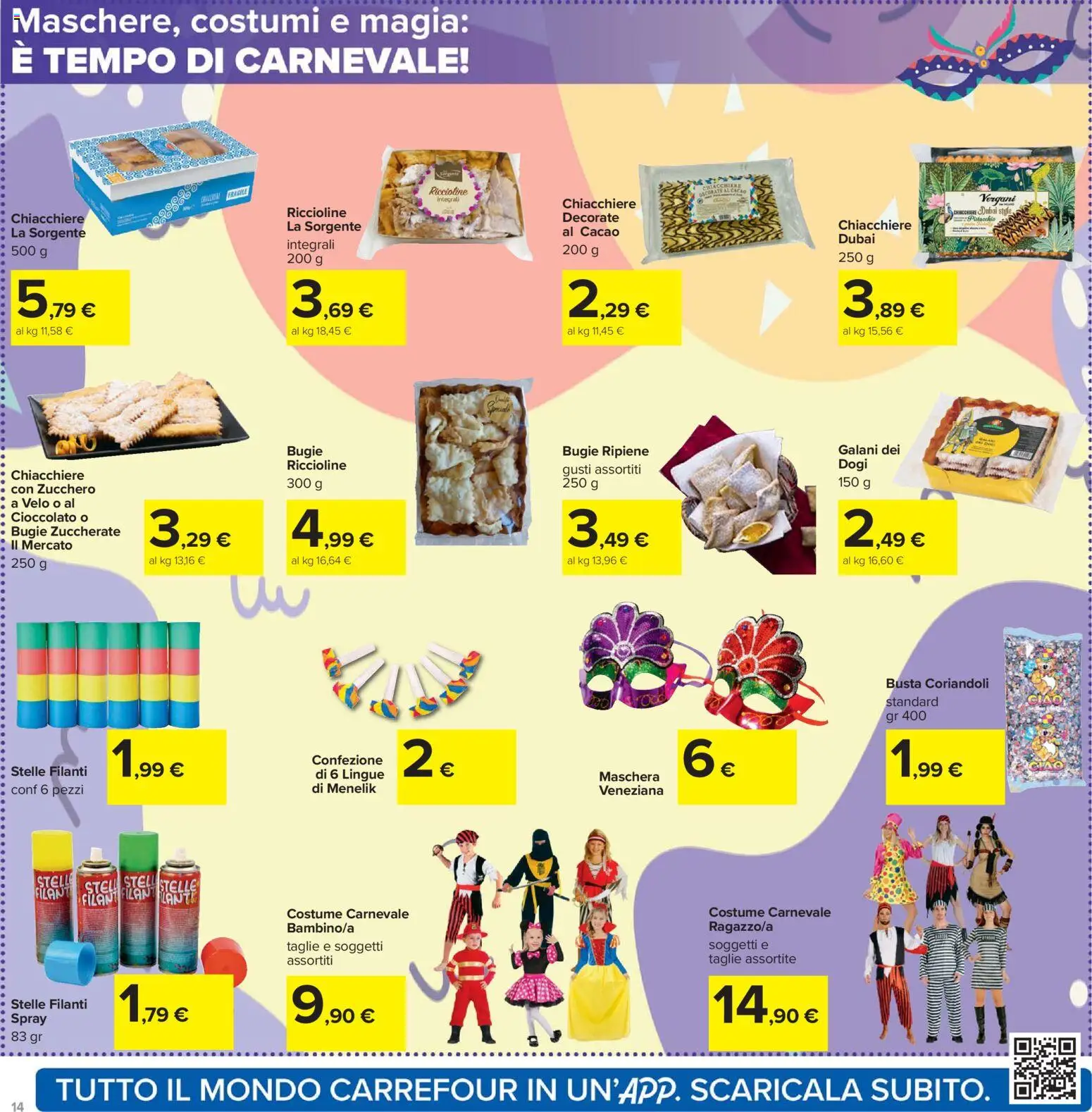 Volantino Carrefour del 06.02.2026 | Pagina: 14 | Prodotti: Maschera, Cioccolato, Zucchero, Cacao