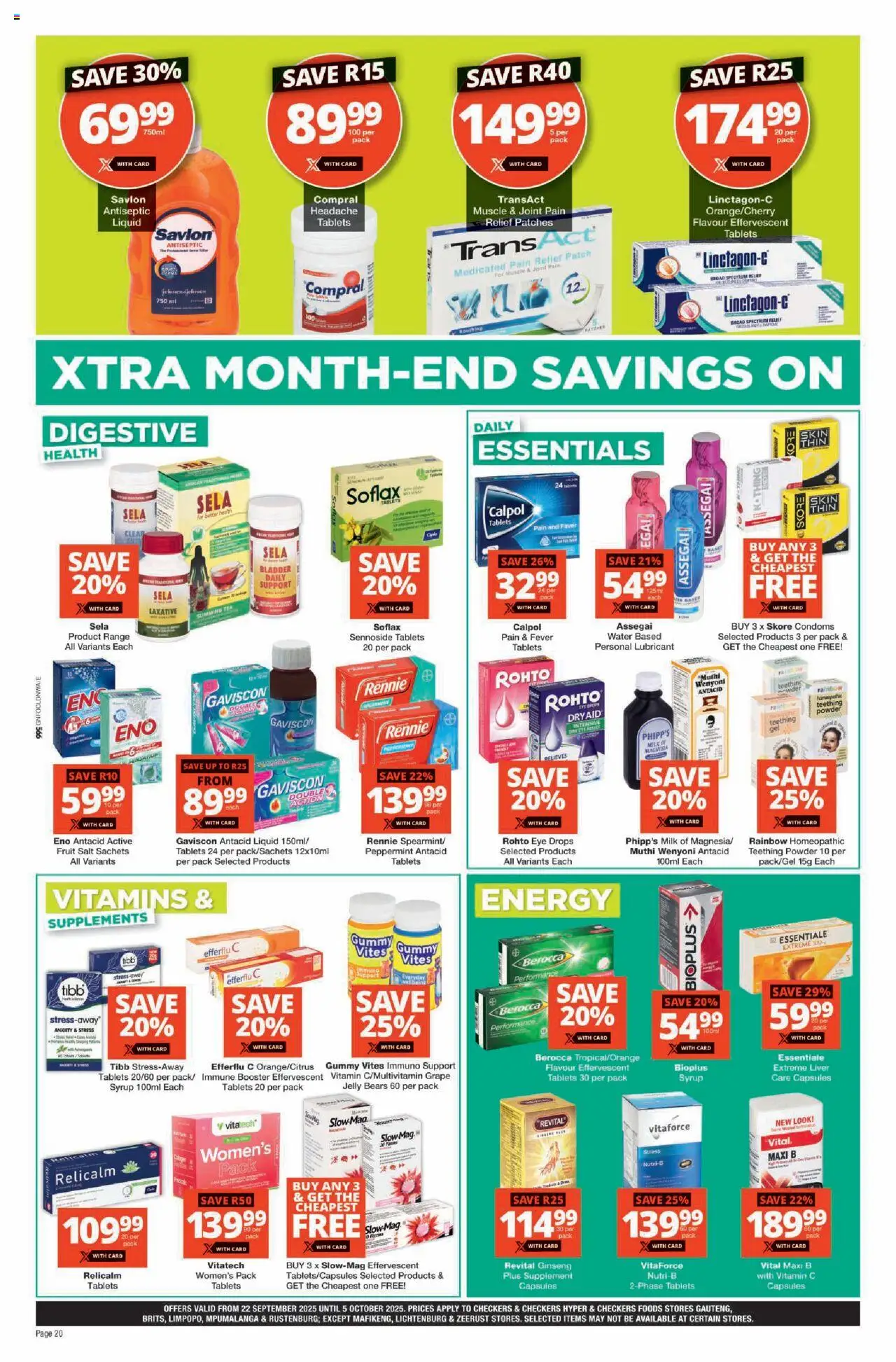 New Checkers catalogue – valid from 22.09.2025 | Page: 20 | Products: Drone, Tea, Syrup, Water