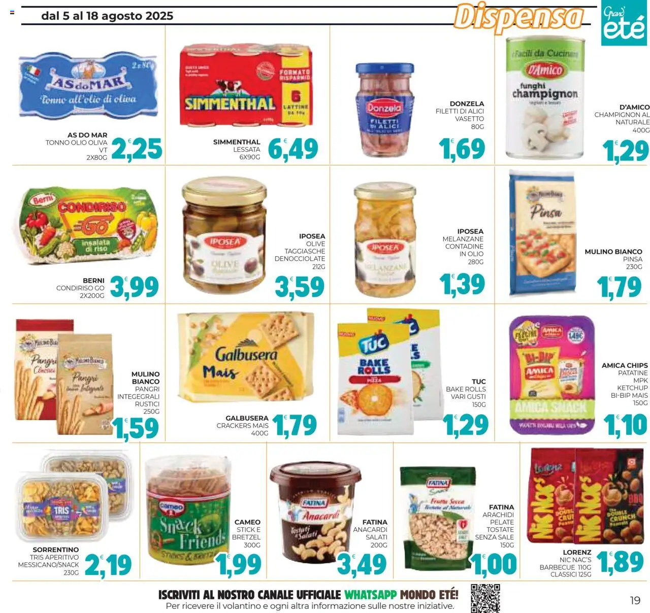 Volantino Eté del 05.08.2025 | Pagina: 19 | Prodotti: Riso, Ketchup, Mais, Rustici