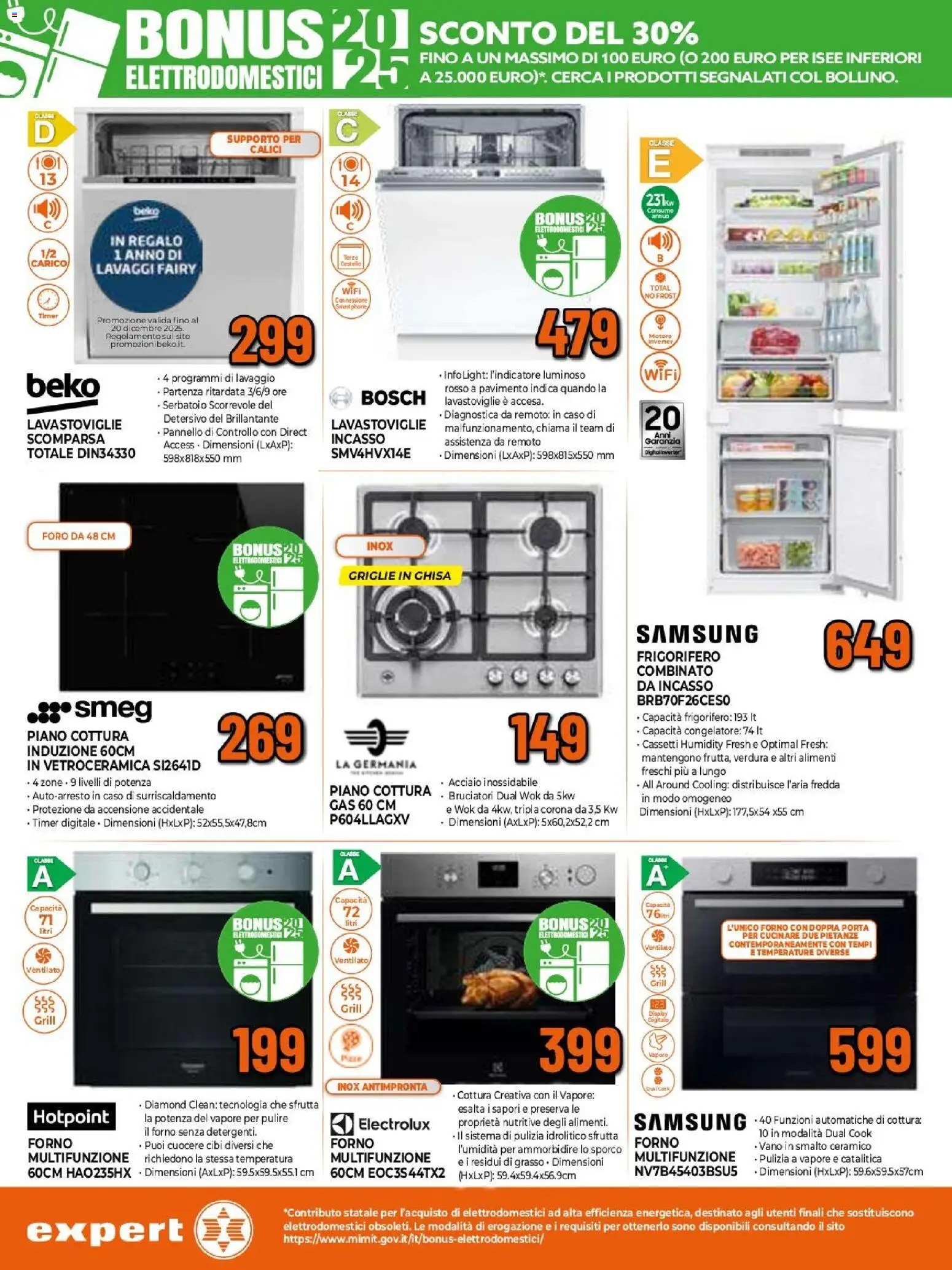 Volantino Expert del 17.11.2025 | Pagina: 22 | Prodotti: Piano cottura, Frigorifero, Congelatore, Samsung
