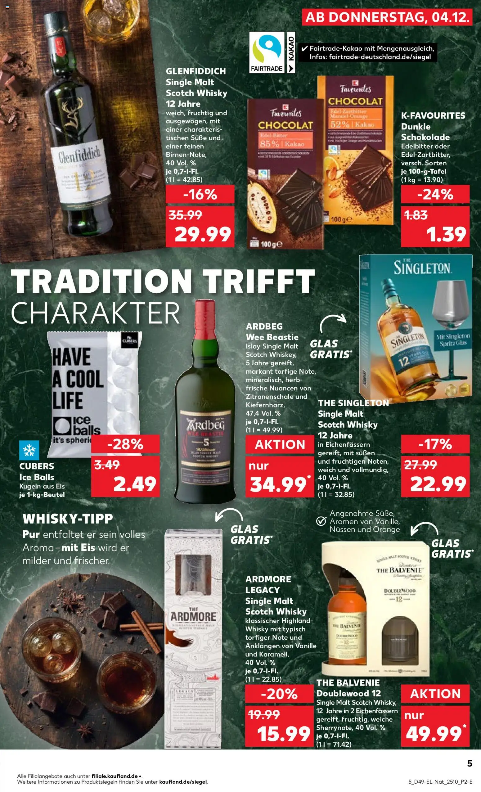 Kaufland prospekt Speyer	 – gültig ab 04.12.2025 | Seite: 5 | Produkte: Whisky, Schokolade, Dunkle schokolade, Eis