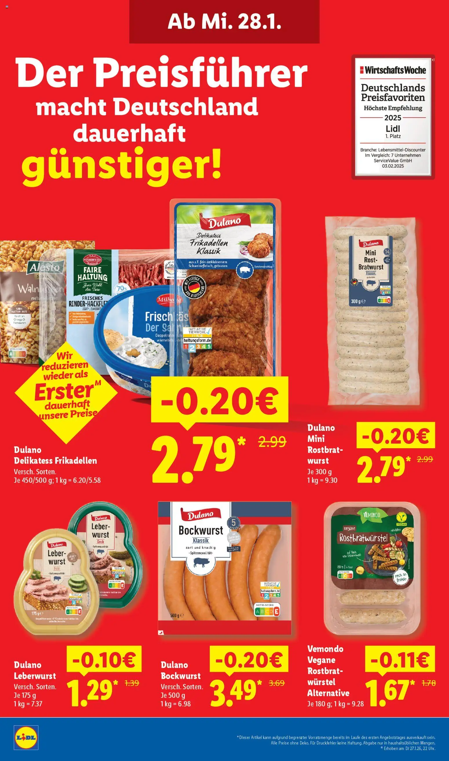 Lidl Prospekt Lüchow – gültig ab 26.01.2026 | Seite: 6 | Produkte: Bockwurst, Bratwurst, Wurst, BH