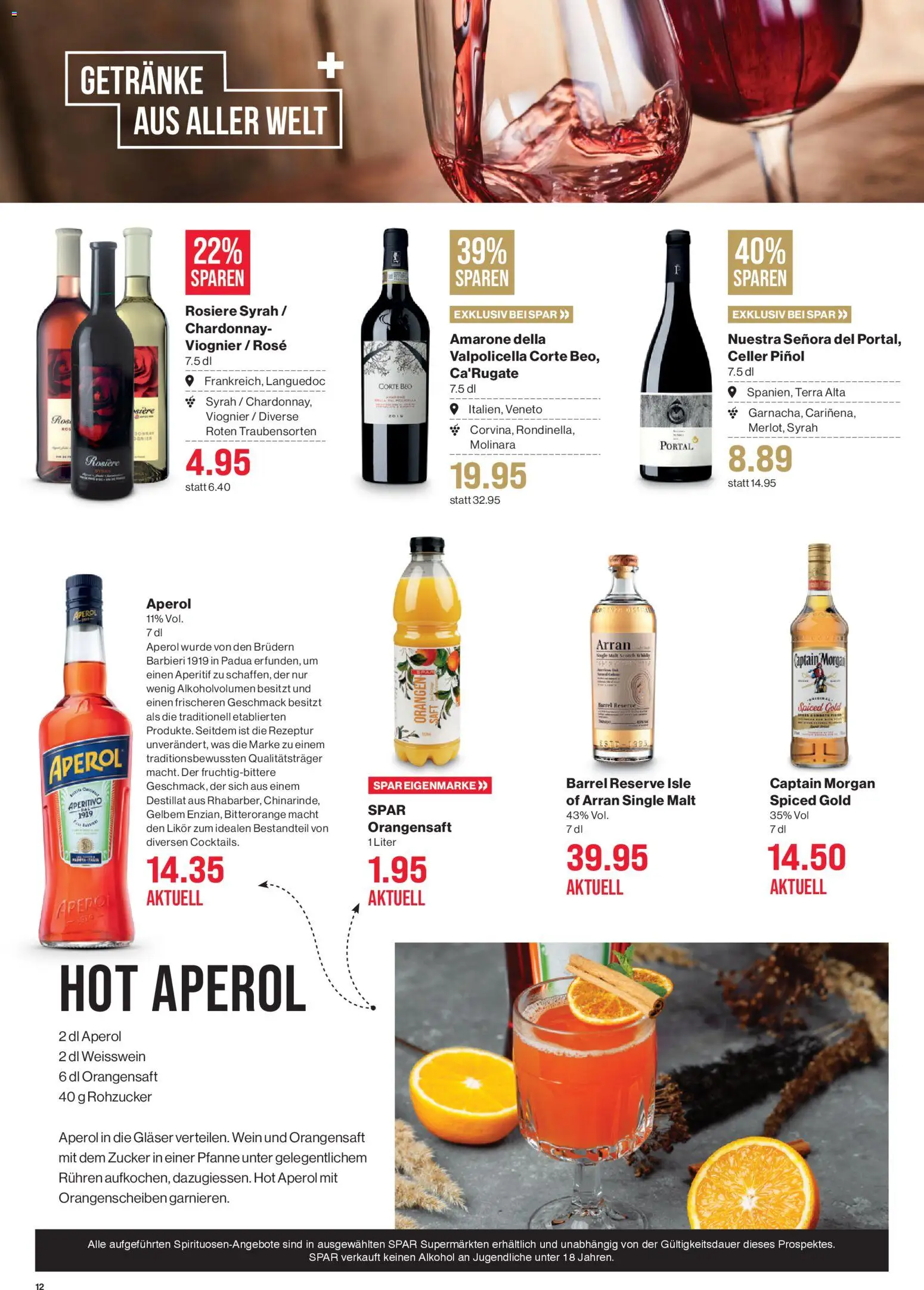 SPAR Aktionen – gültig ab 29.01.2026 | Seite: 12 | Produkte: Weißwein, Likör, Saft, Orangen