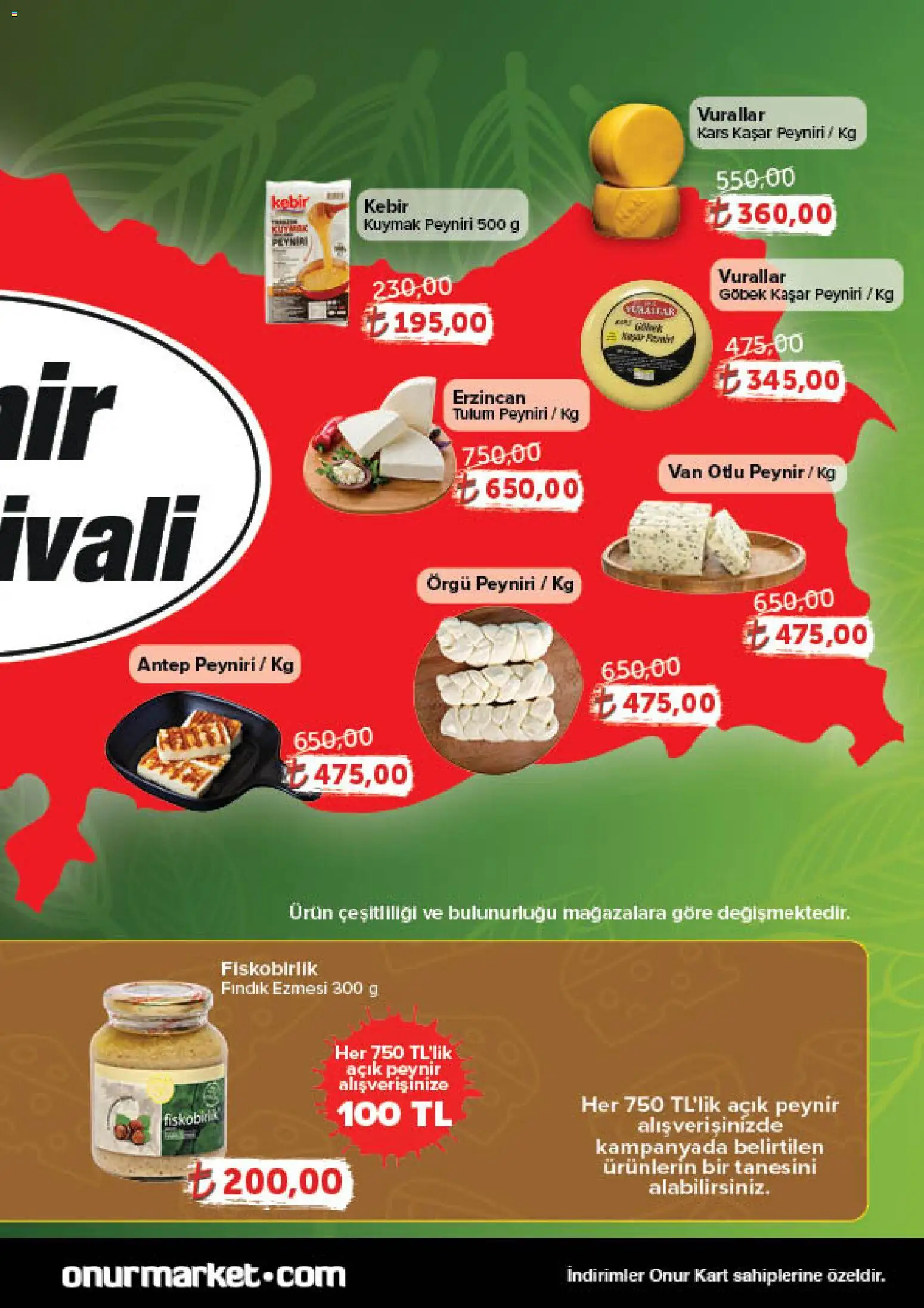 Onur Market Katalog Gurme - Istanbul - 18.12.2025 tarihinden itibaren geçerlidir | Sayfa: 7 | Ürünler: Peynir, Fındık, Tulum