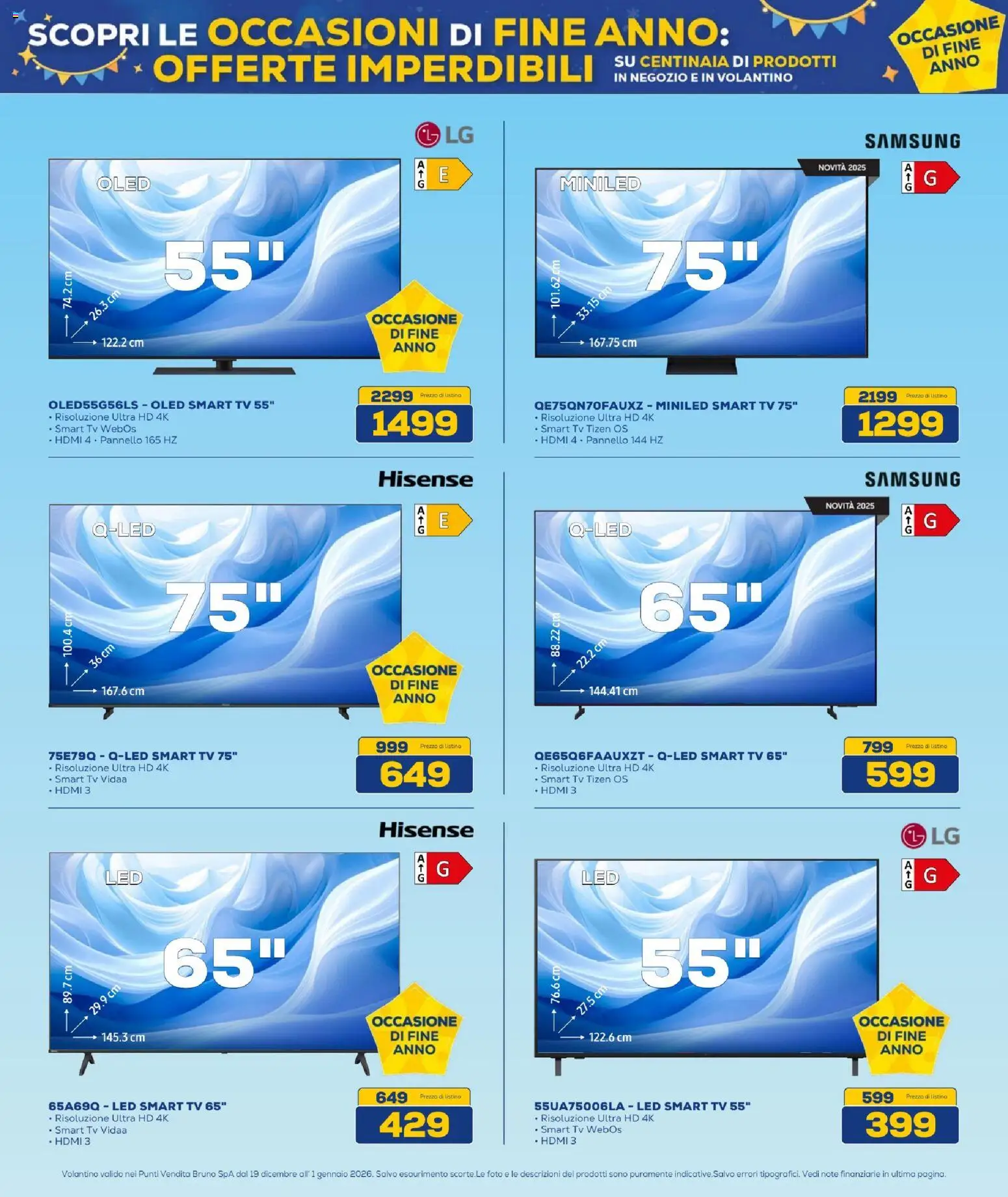 Volantino BRUNO del 19.12.2025 | Pagina: 19 | Prodotti: smart TV, TV, Samsung