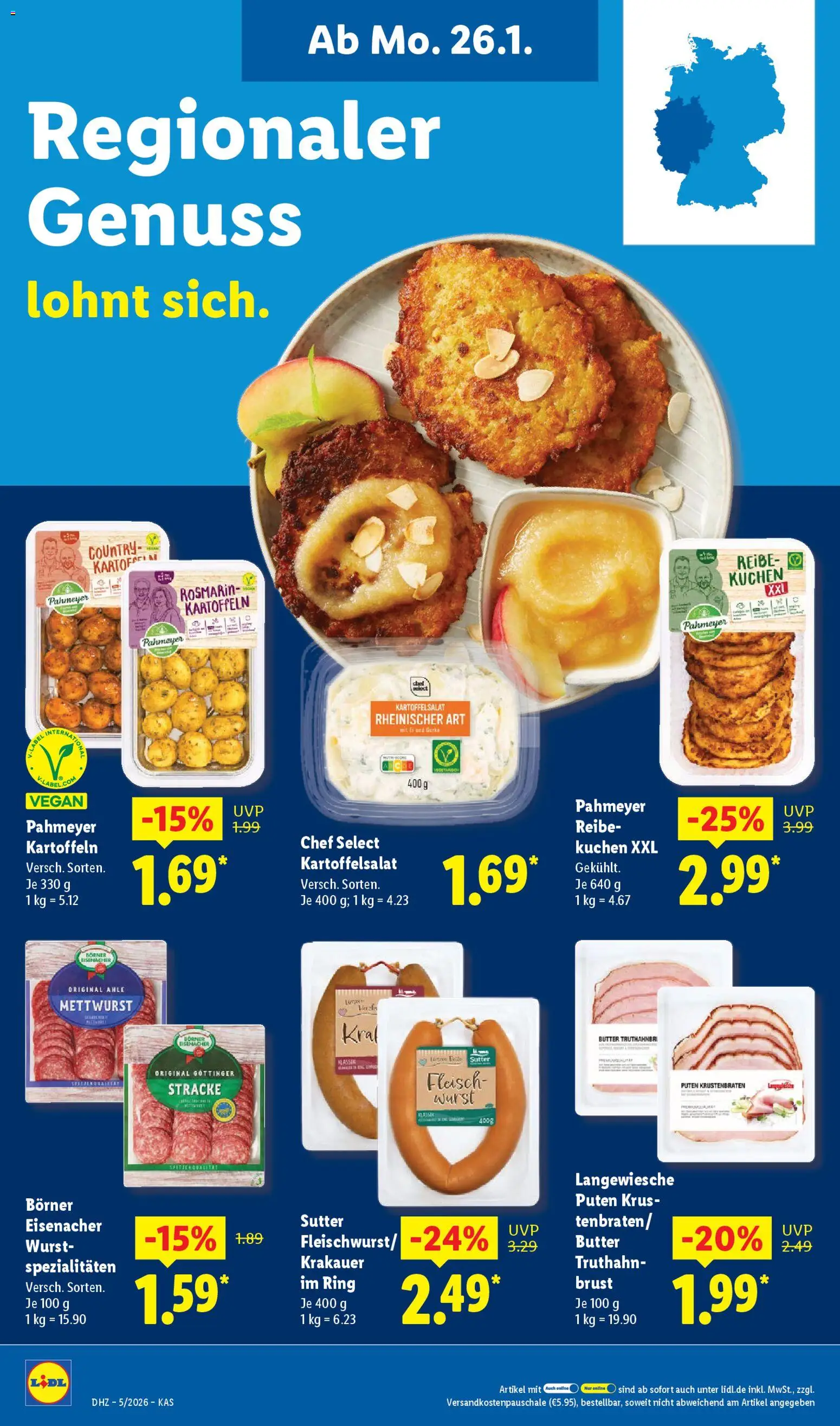 Lidl Prospekt Hilders – gültig ab 26.01.2026 | Seite: 16 | Produkte: Butter, Kartoffeln, Wurst, Kuchen
