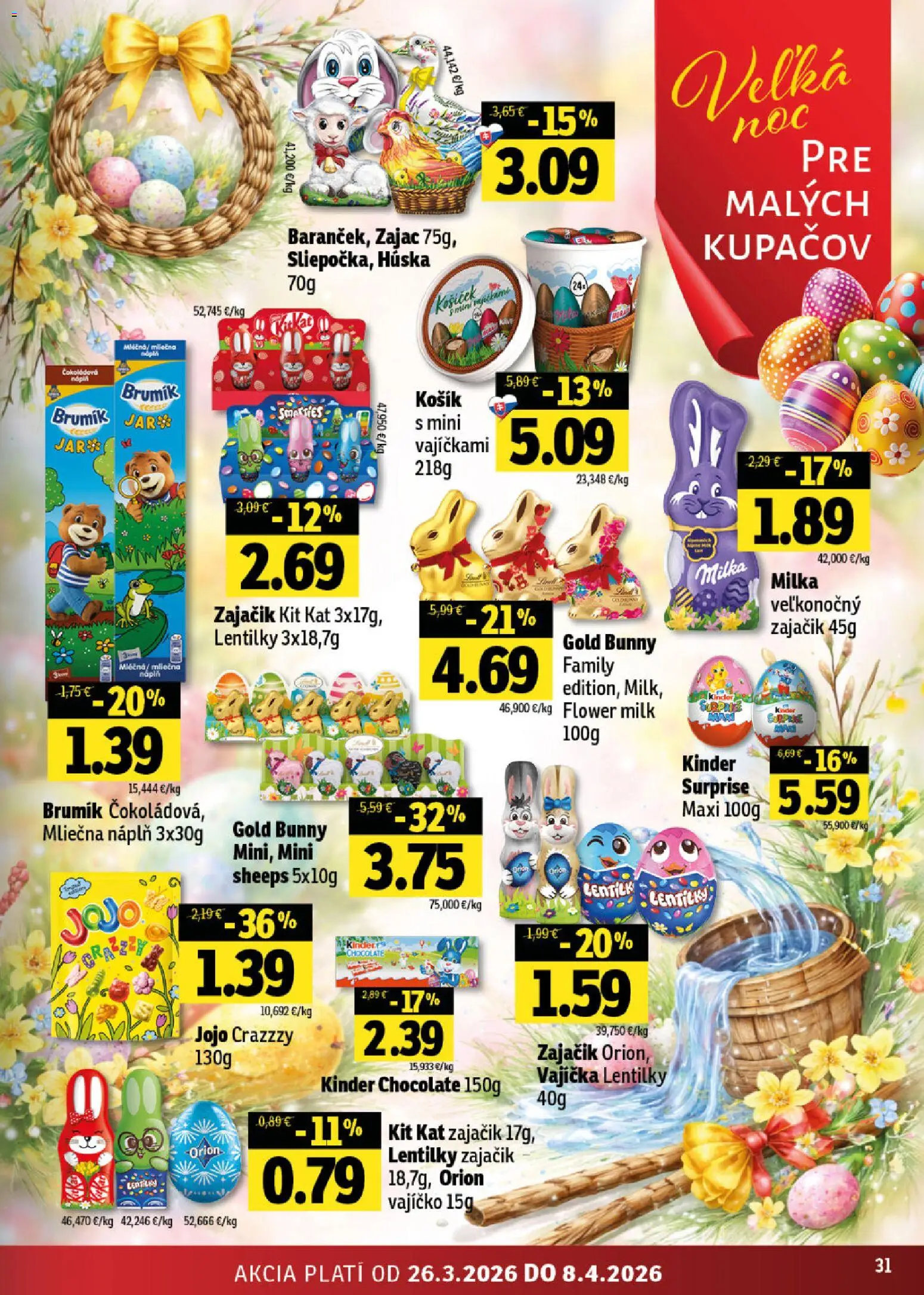 Nové Fresh akcie – leták je platný od 26.03.2026 | Strana: 31 | Produkty: Kinder, Milka