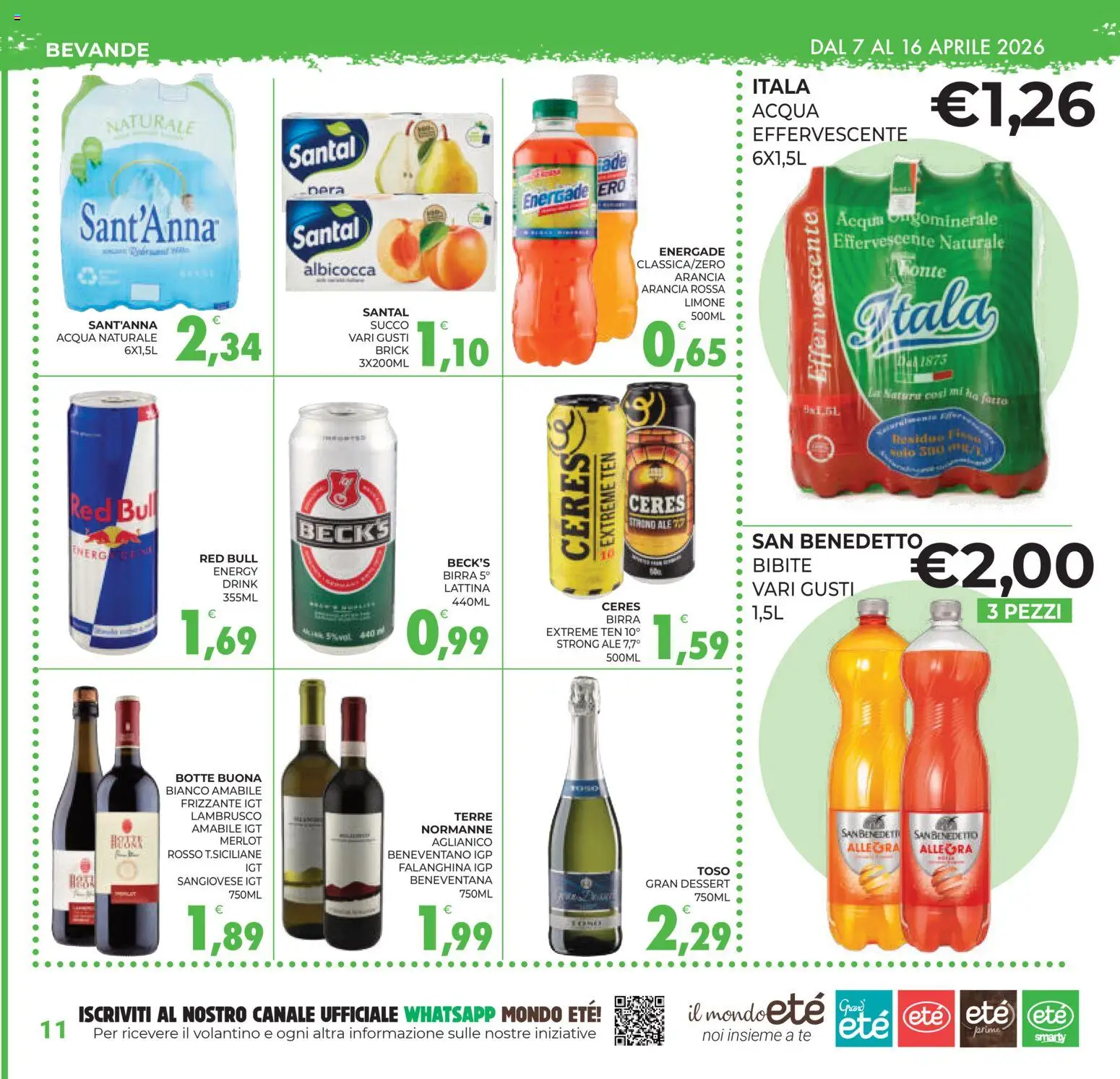 Volantino Eté del 07.04.2026 | Pagina: 11 | Prodotti: Limone, Ceres, Arancia, Red Bull