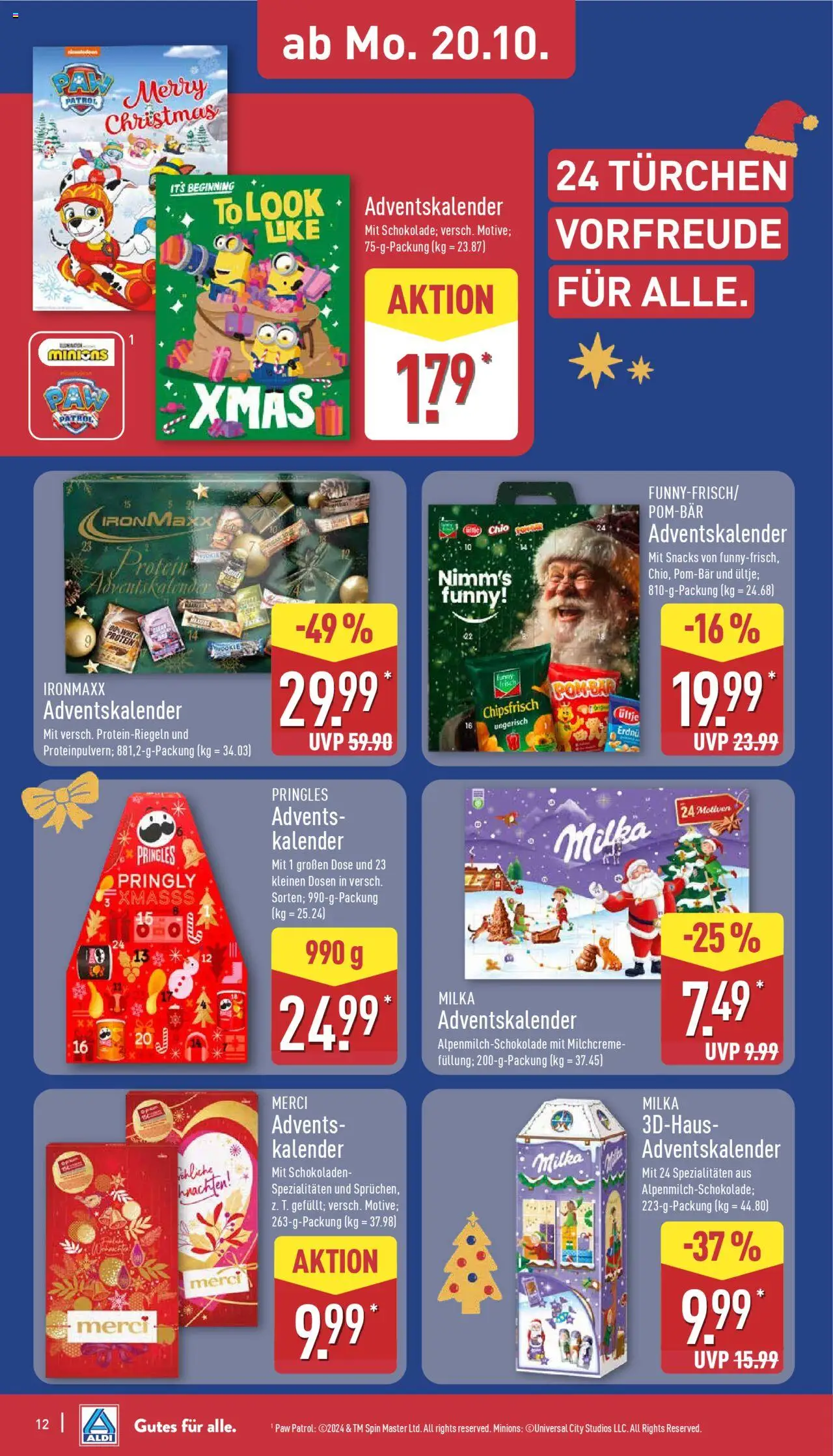Aldi Prospekt 	 – gültig ab 20.10.2025 | Seite: 12 | Produkte: Merci, Milka, Pringles
