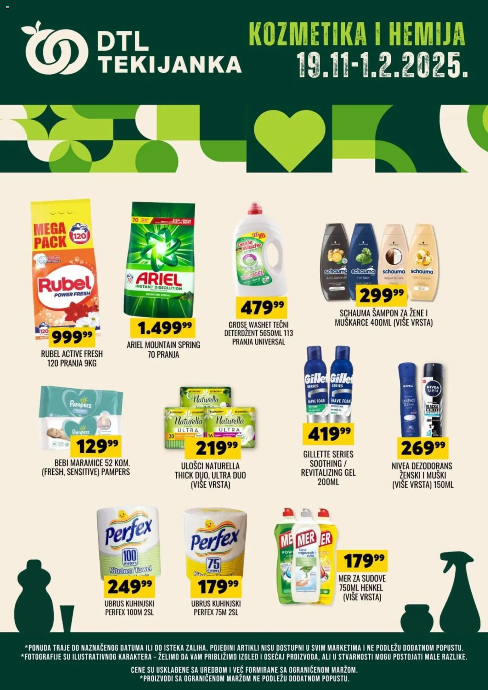Tekijanka katalog - važi od 19.11.2025 | Strana: 1 | Proizvode: Gillette, Pampers, Nivea, Šampon