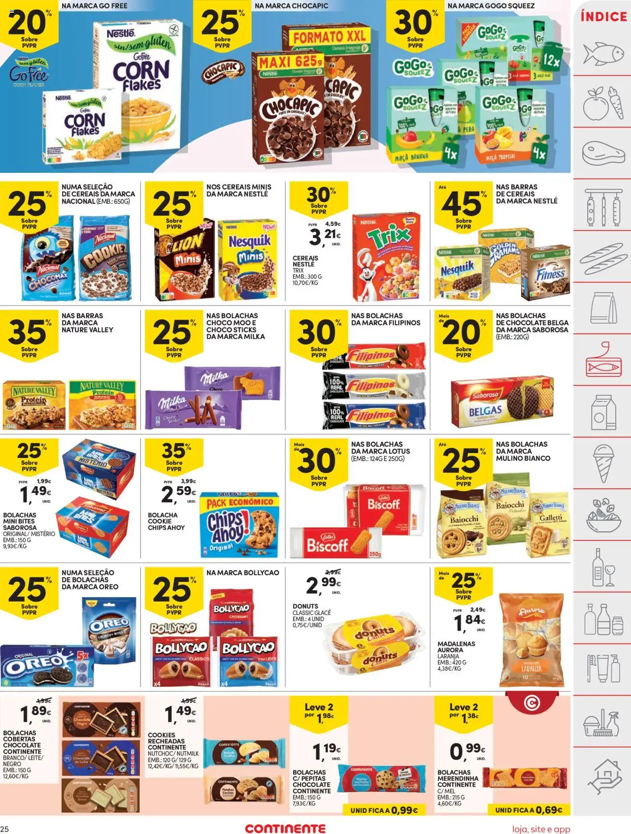 Continente folheto │ válido de 19.08.2025 | Página: 25 | Produtos: Filipinos, Milka bolachas, Nestlé, Maça