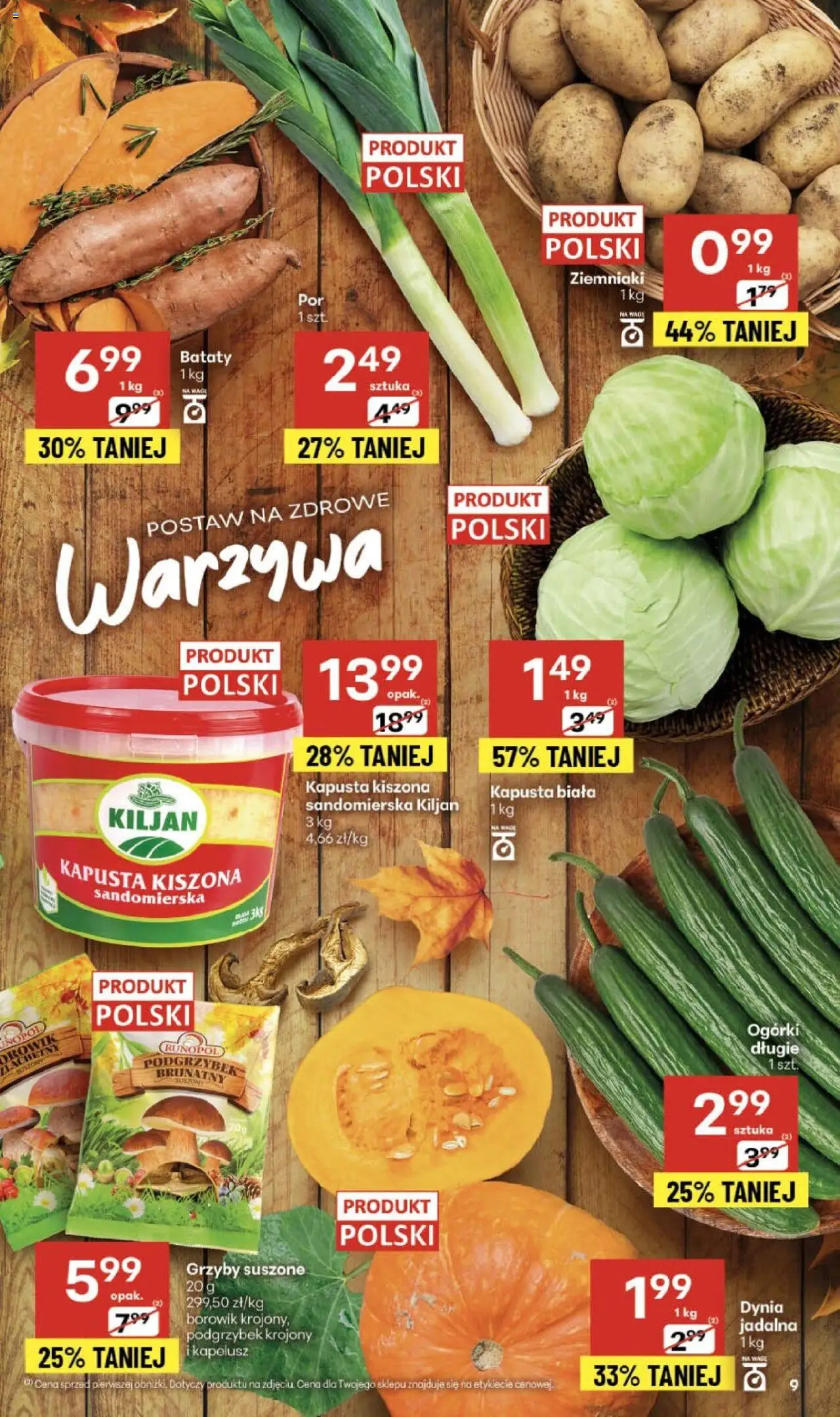 Delikatesy Centrum Gazetka - Sklepy Własne od 23.10.2025 | Strona: 9 | Produkty: Kapusta, Dynia, Kapelusz, Grzyby suszone