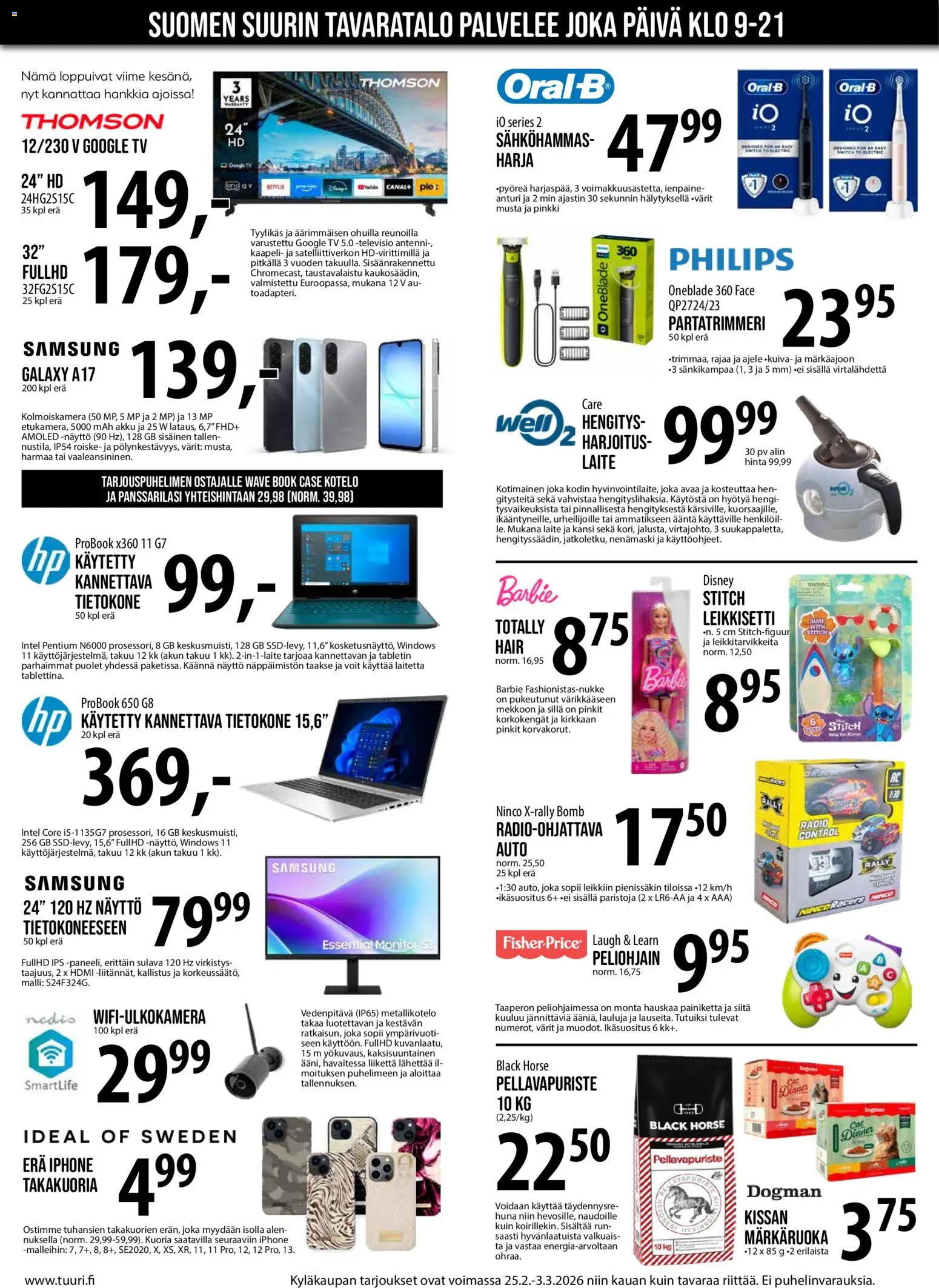 Tuuri tarjoukset – voimassa 25.02.2026 alkaen | Sivu: 3 | Tuotteet: Kansi, Näyttö, Tietokone, TV