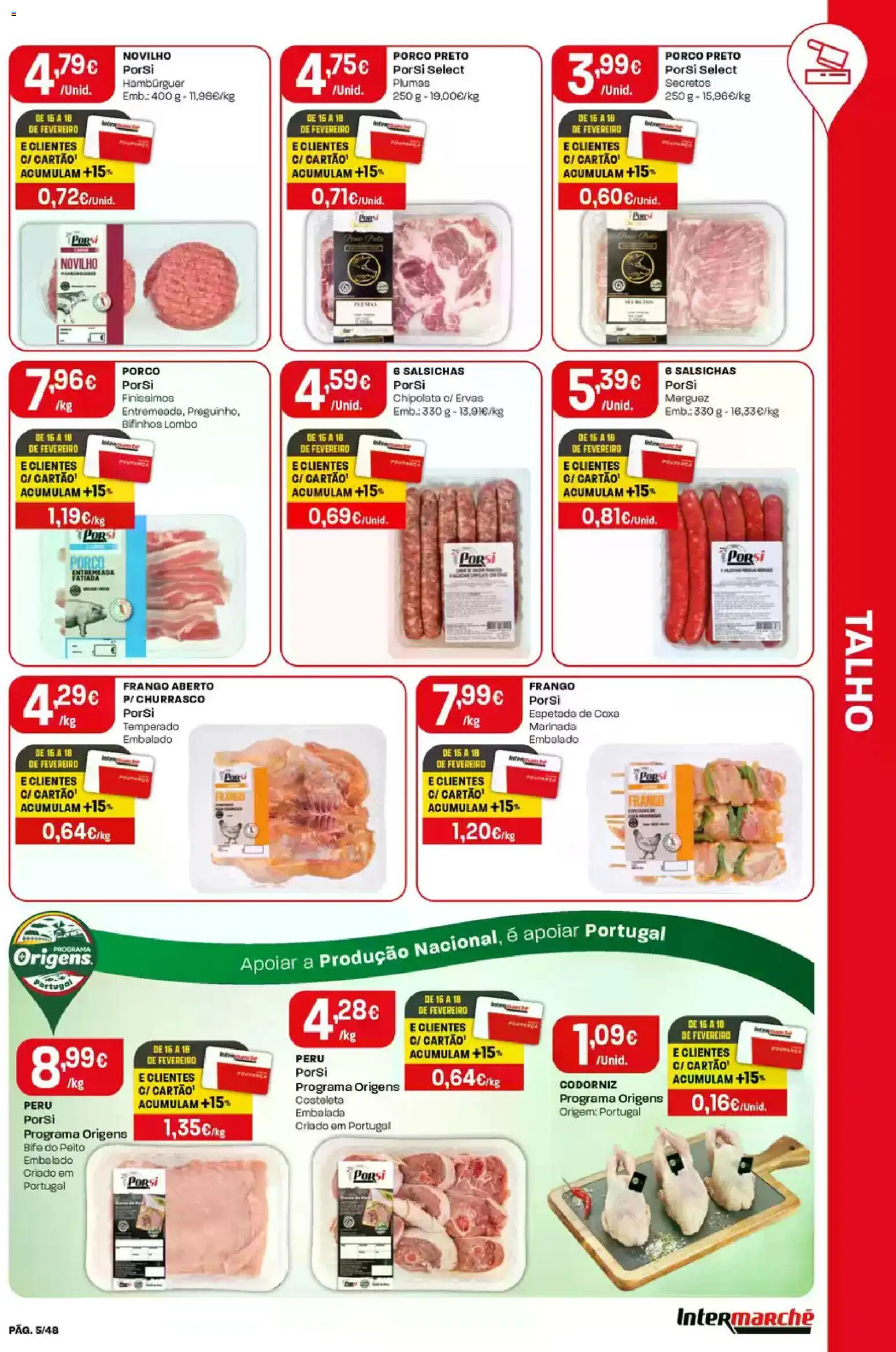 Intermarché folheto │ válido de 12.02.2026 | Página: 5 | Produtos: Frango, Peru, Hambúrguer, Lombo