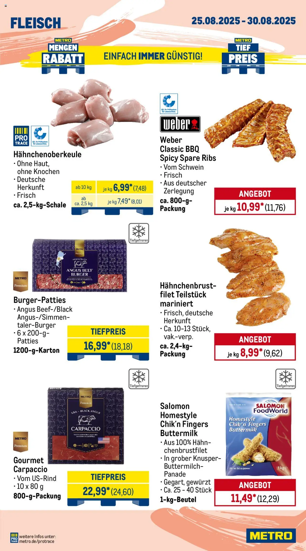 Metro Prospekt 	 - gültig ab dem 25.08.2025 | Seite: 3 | Produkte: Buttermilch, Spare ribs, Fleisch, Hahnchenbrust