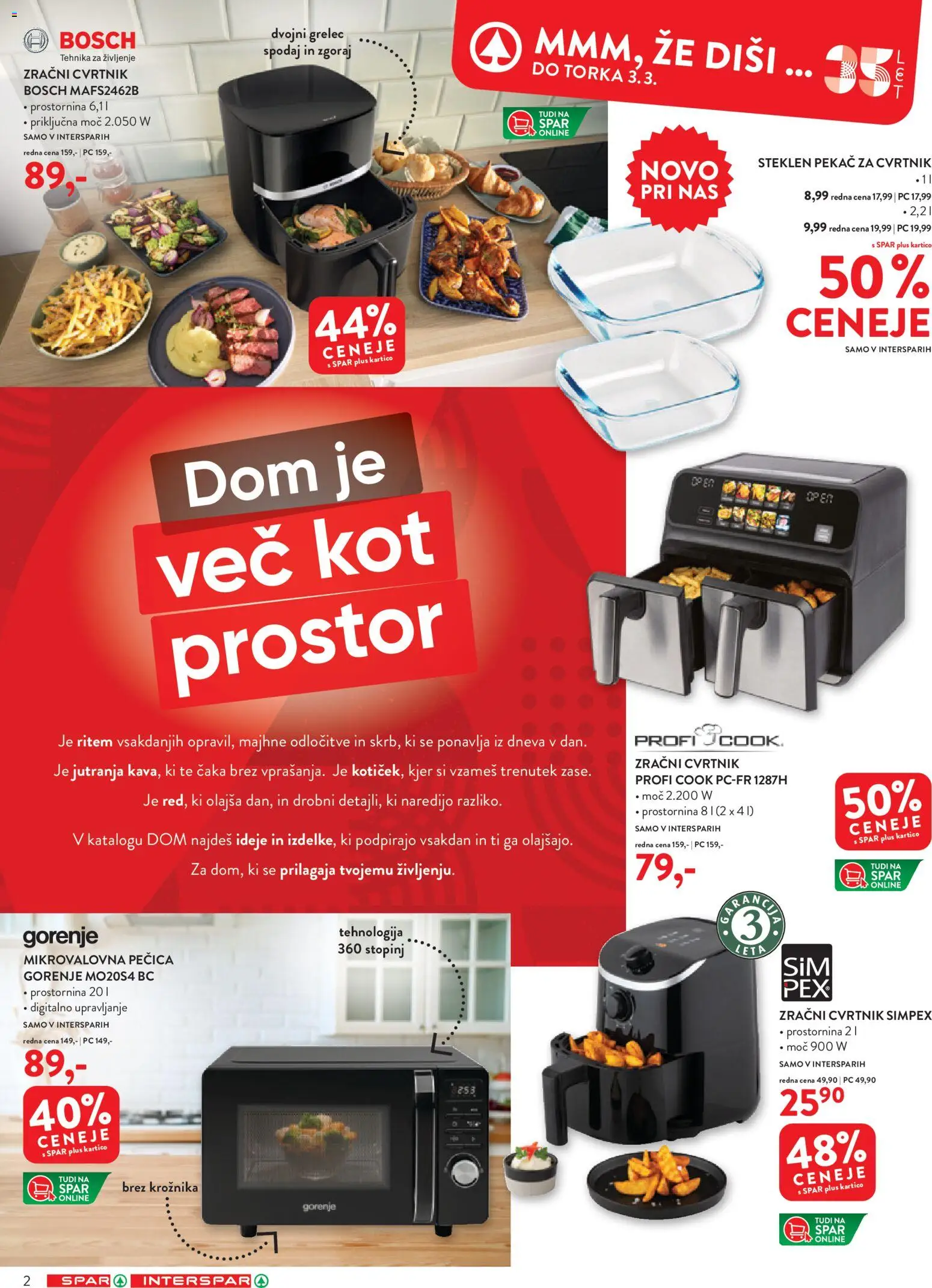 Novi Spar katalog ponudbe – veljaven od 18.02.2026 | Stran: 2 | Izdelki: Pecica, Mikrovalovna pecica, Grelec