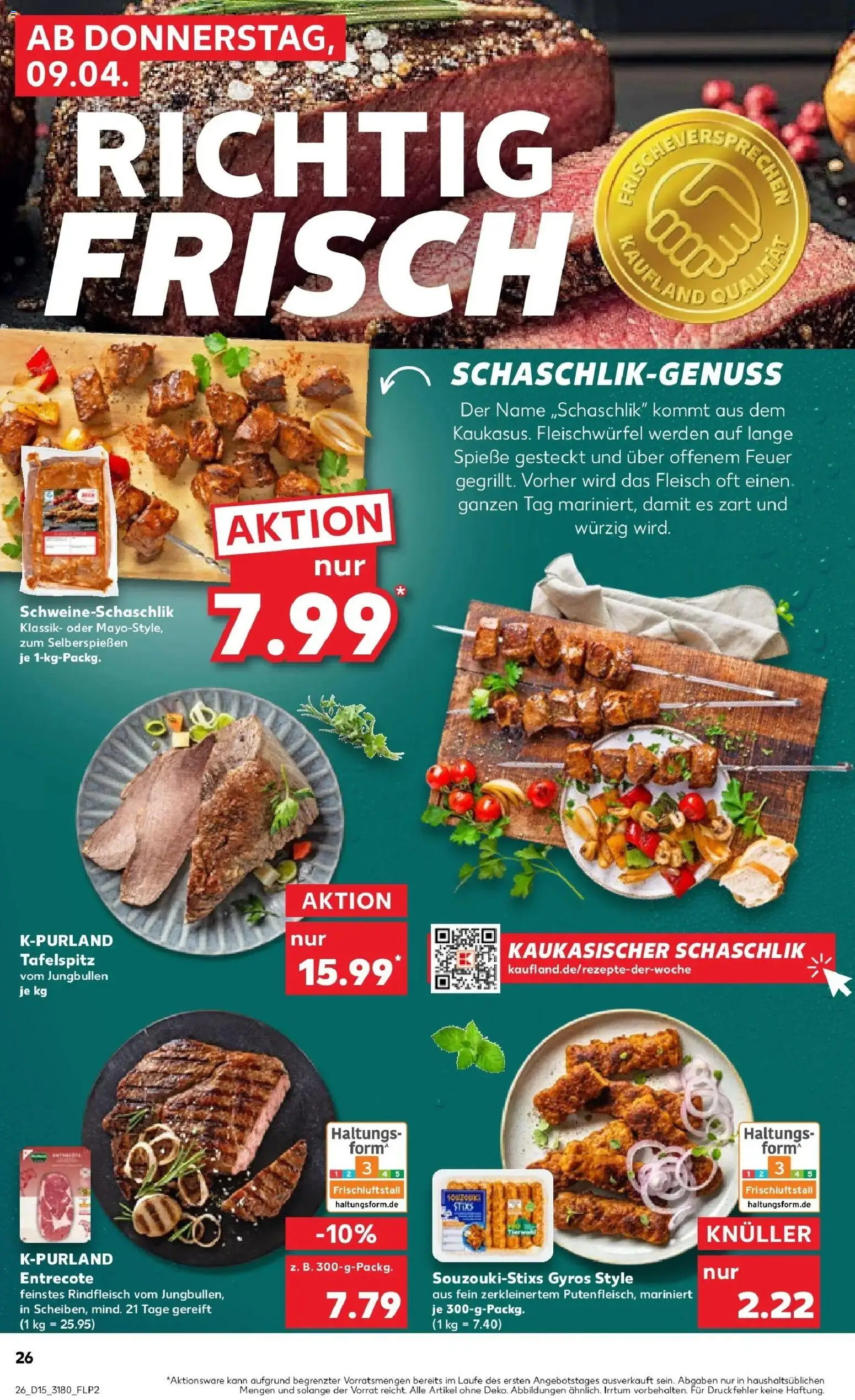 Kaufland Prospekt Bautzen	 – gültig ab 08.04.2026 | Seite: 26 | Produkte: Tafelspitz, Entrecote, Gyros, Steak