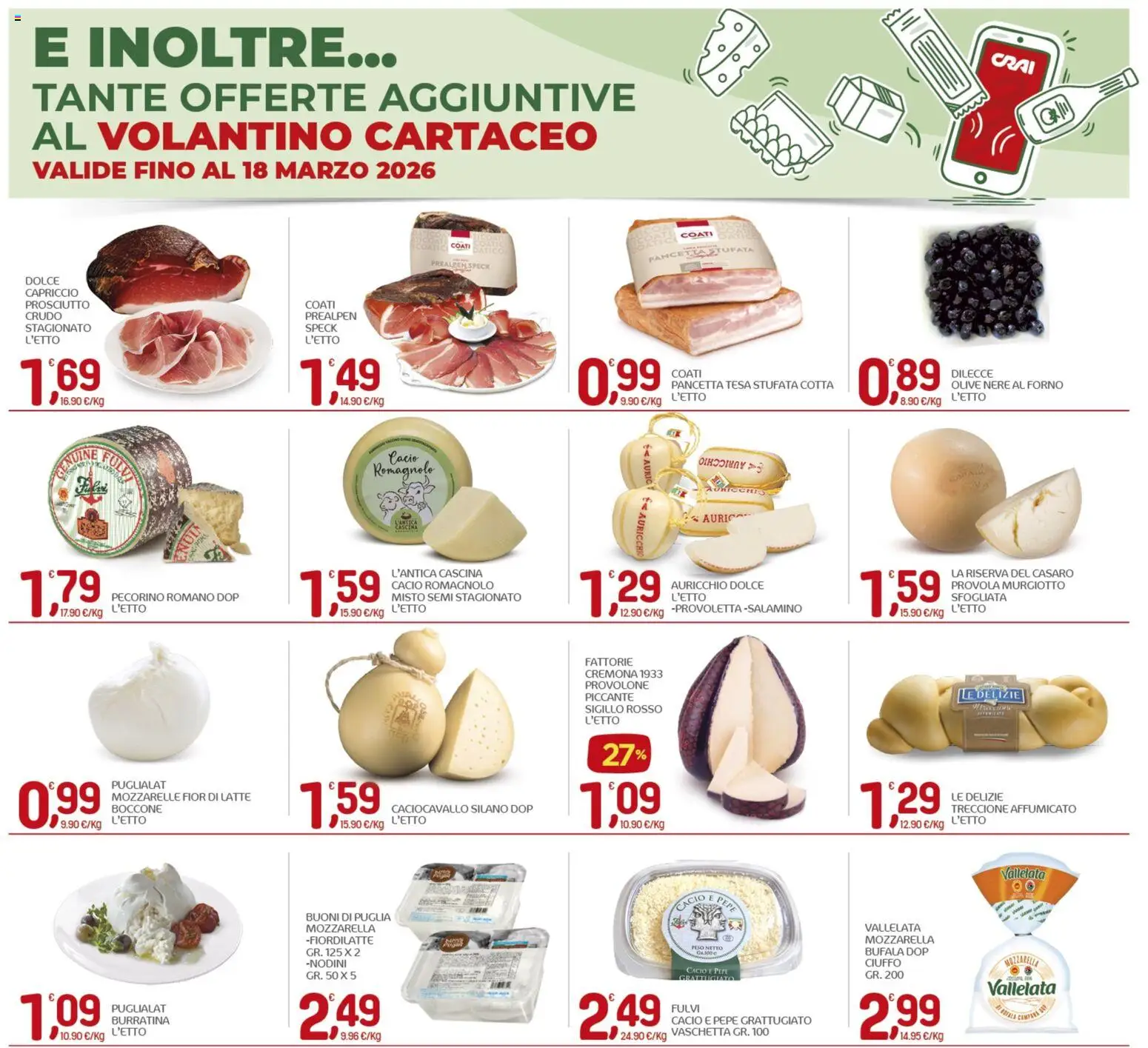 Volantino CRAI del 05.03.2026 | Pagina: 10 | Prodotti: Speck, Provolone, Pepe, Mozzarella