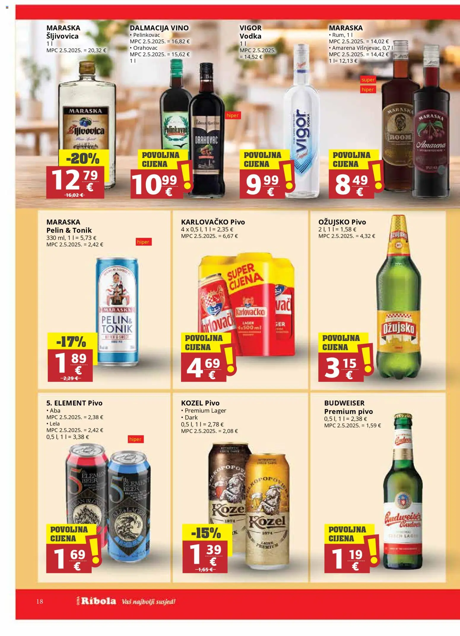 Ultra Gros katalog | vrijedi od 18.03.2026 | Stranica: 18 | Proizvodi: Pelinkovac, Kozel, Šljivovica, Karlovačko