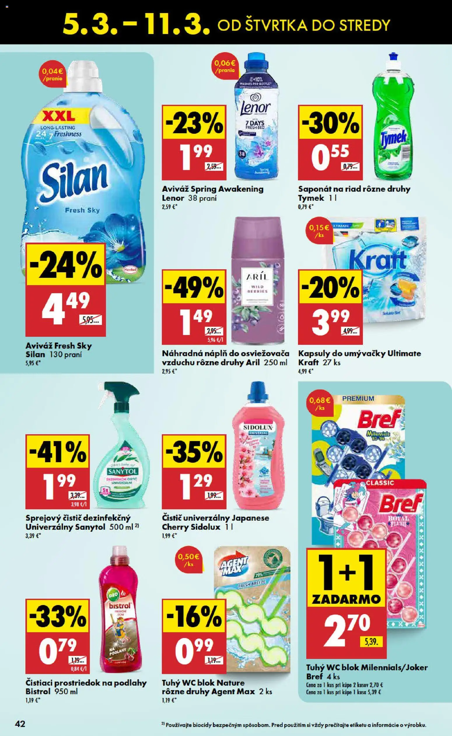 Nové Biedronka akcie – leták je platný od 05.03.2026 | Strana: 42 | Produkty: Wc, Silan, Wc blok, Lenor