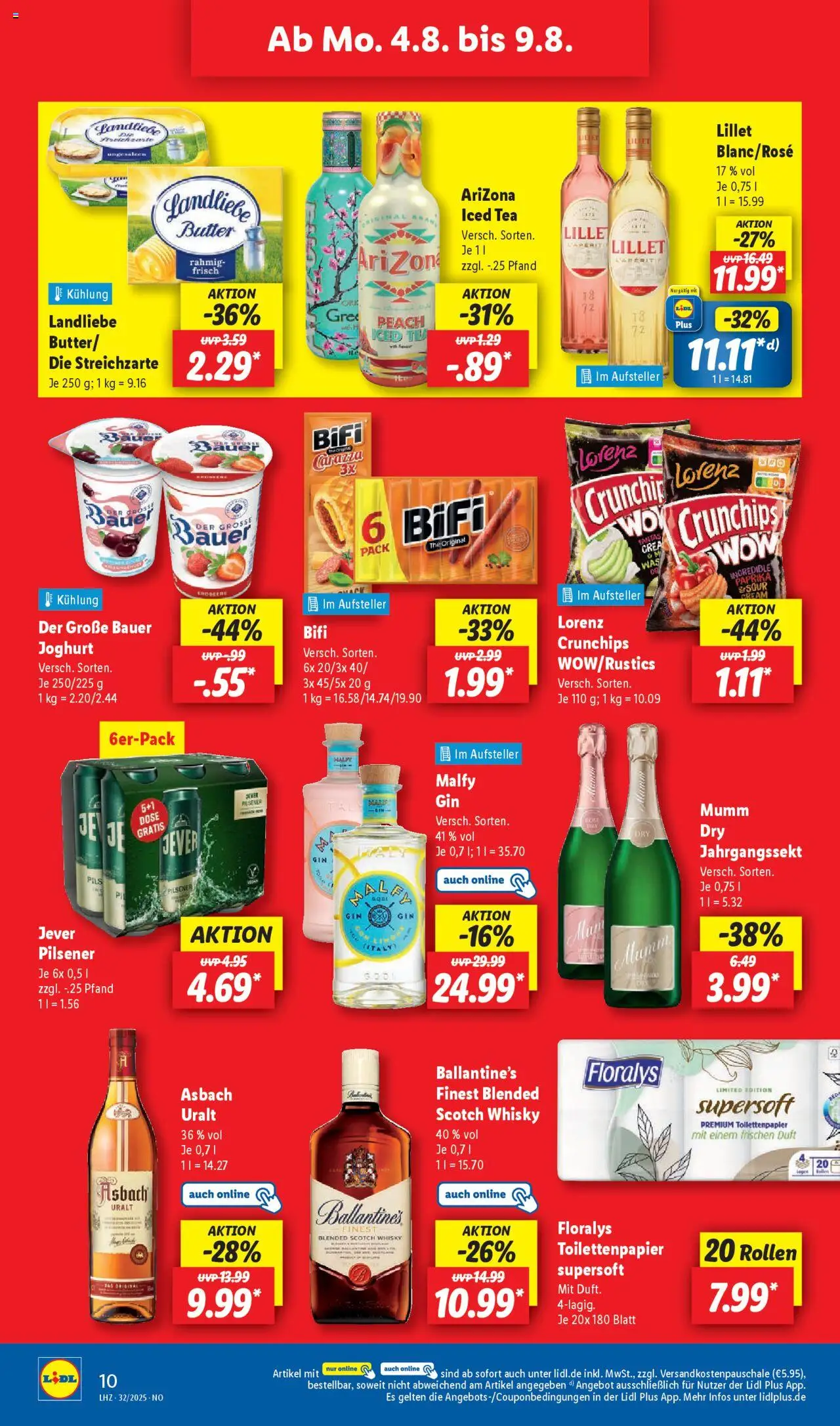 Lidl Prospekt Rahden - gültig ab dem 04.08.2025 | Seite: 16 | Produkte: Butter, Bifi, Lillet, Jever