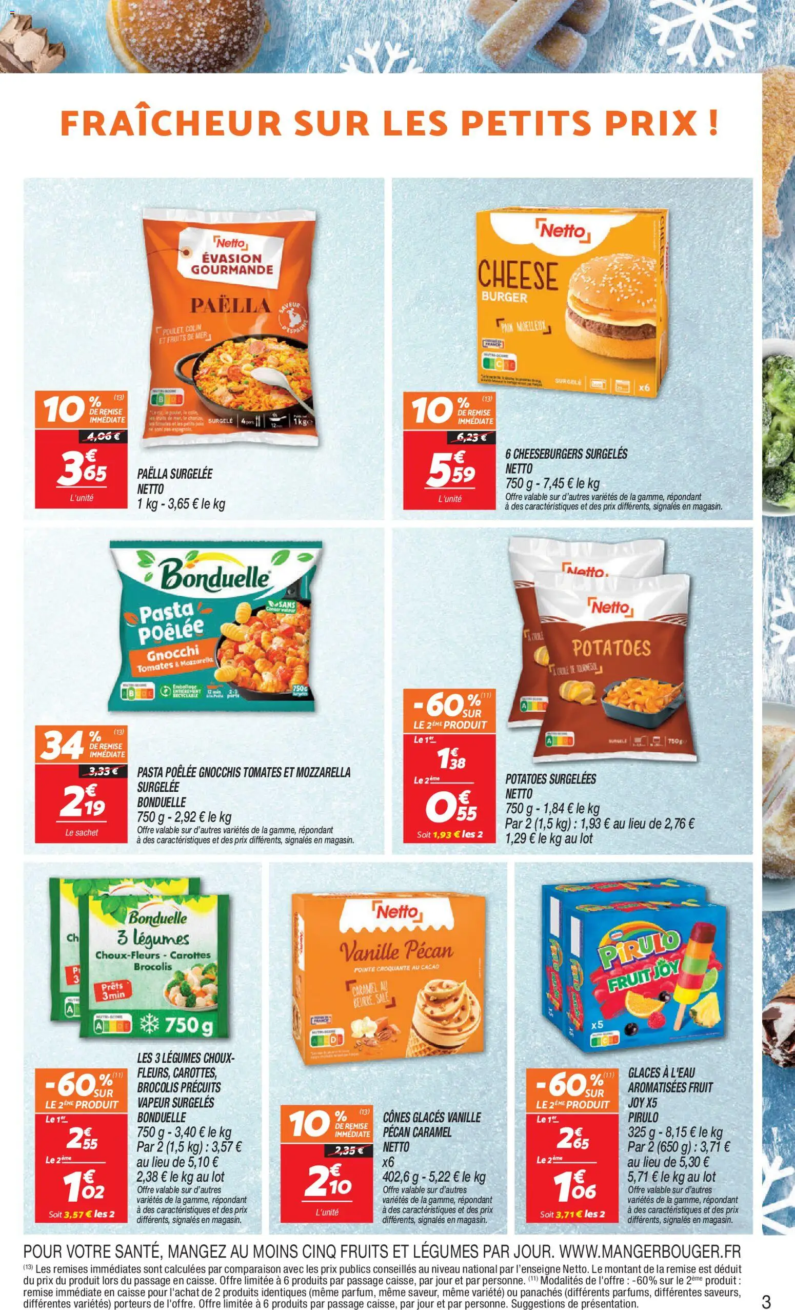 {H1} | Page: 3 | Produits: Glaces, Carottes, Mozzarella, Pain